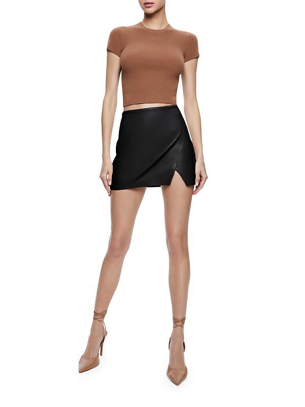 Shop Alice + Olivia Siobhan Vegan Leather Wrap Miniskirt Shop Alice + Olivia Siobhan Vegan Leather Wrap Miniskirt