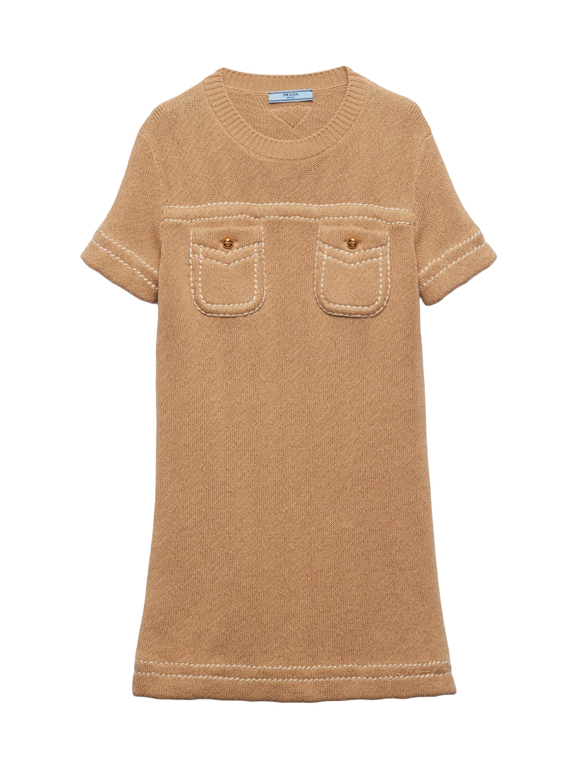 Prada Women's Cotton Crew-Neck Dress - Beige Khaki
