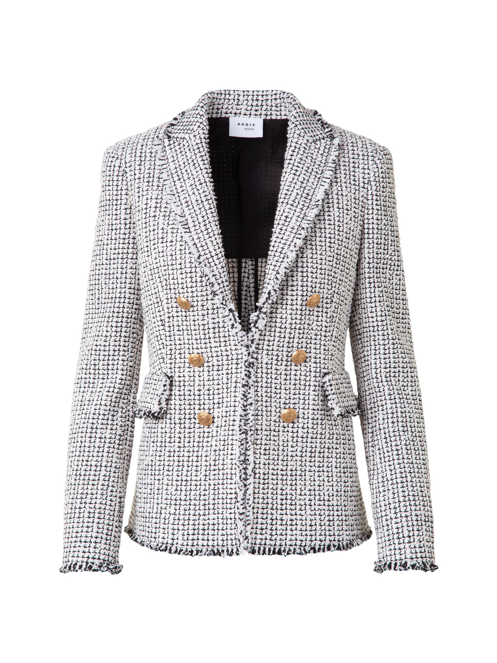 Akris punto Cotton-Blend Tweed Double-Breasted Blazer | Saks Fifth