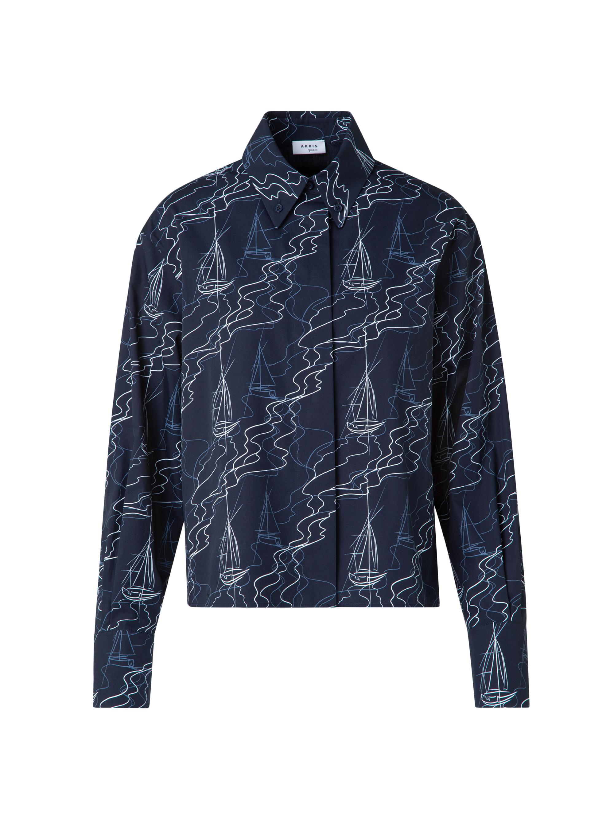 Akris punto Women's Sailboat Cotton Button-Front Shirt - Navy Cream