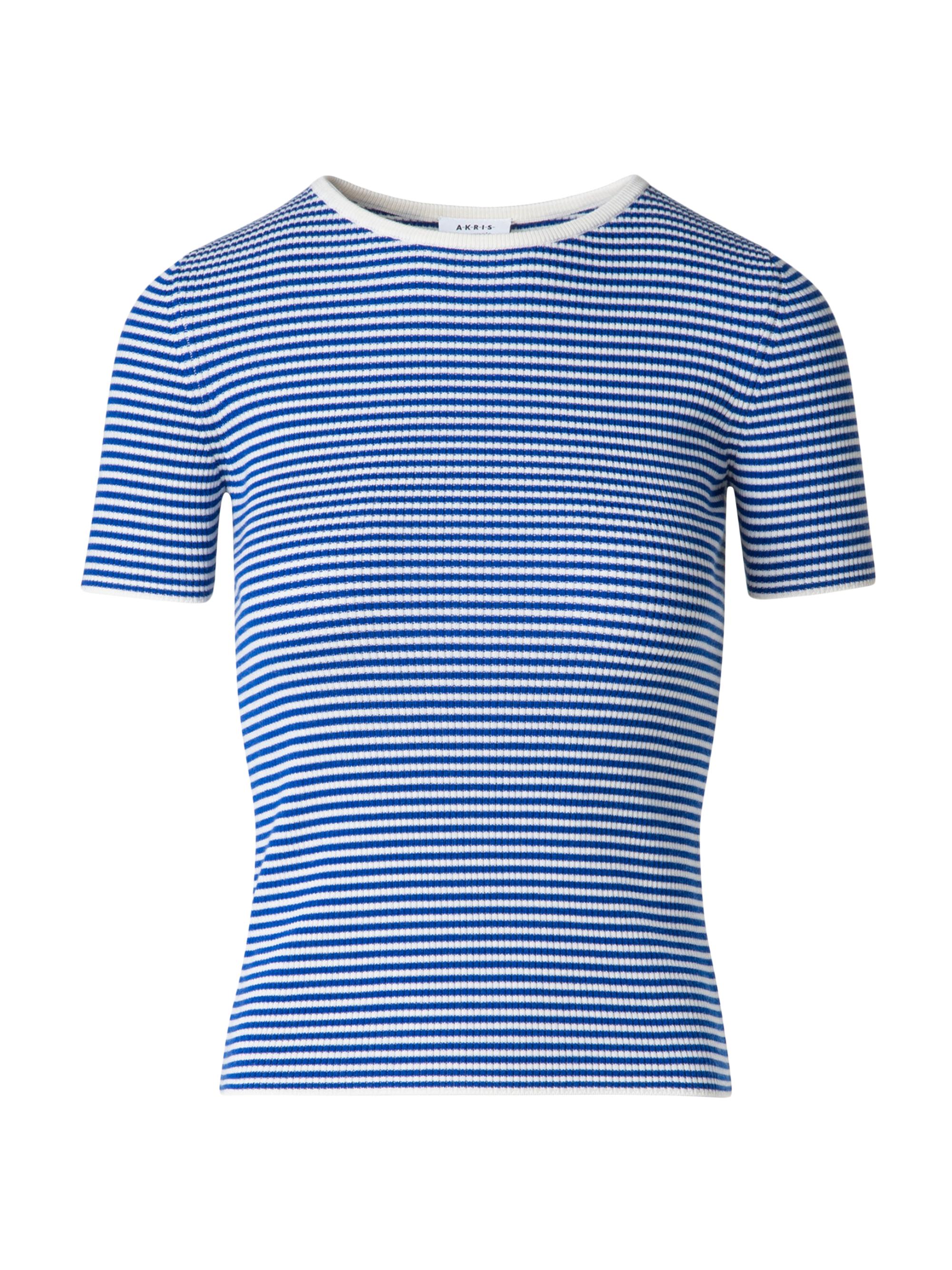 Akris punto Women's Striped Rib-Knit T-Shirt - Royal Blue Cream