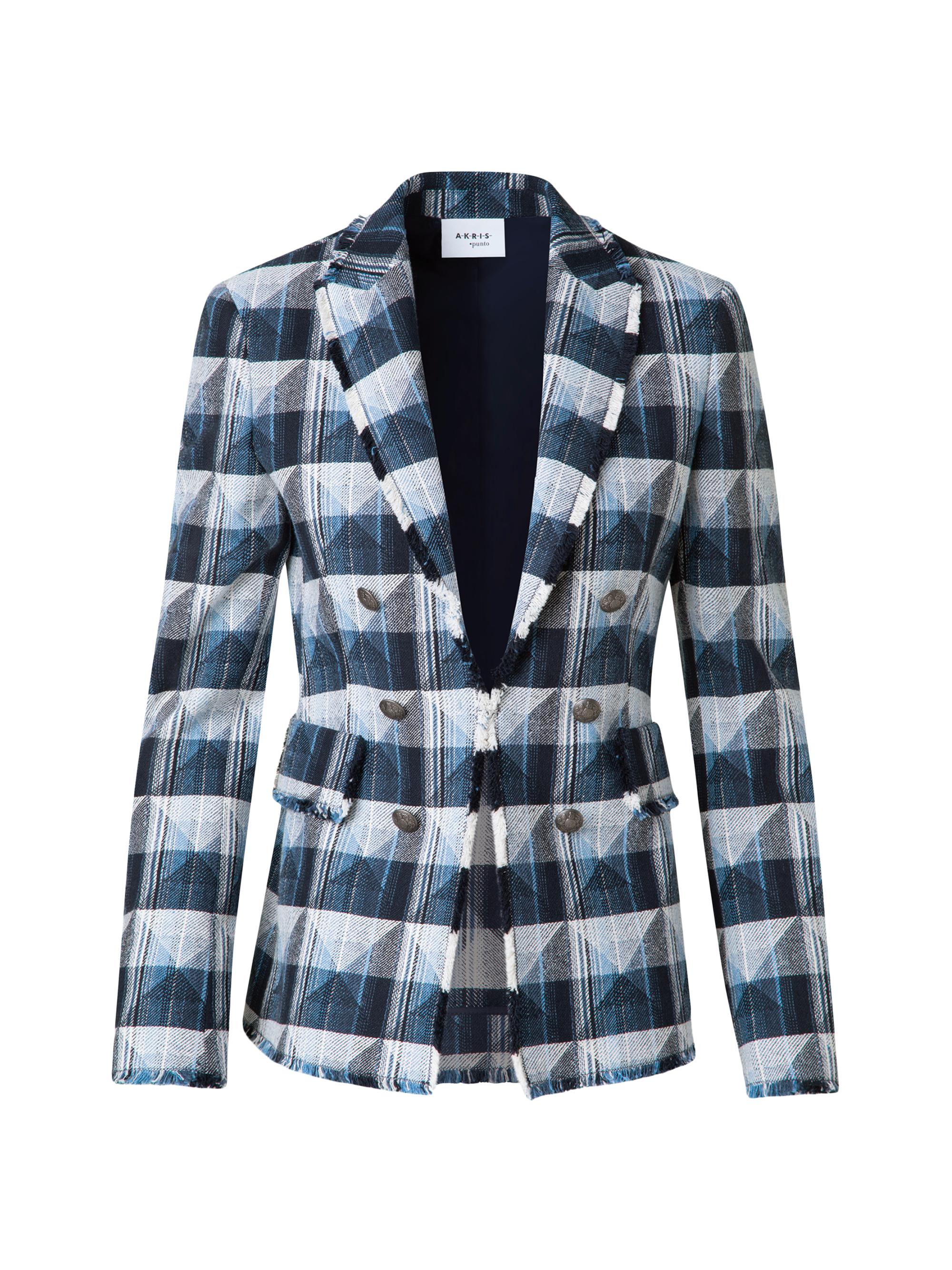 Akris punto Women's Cotton-Blend Denim Double-Breasted Blazer - Navy Sky Cream