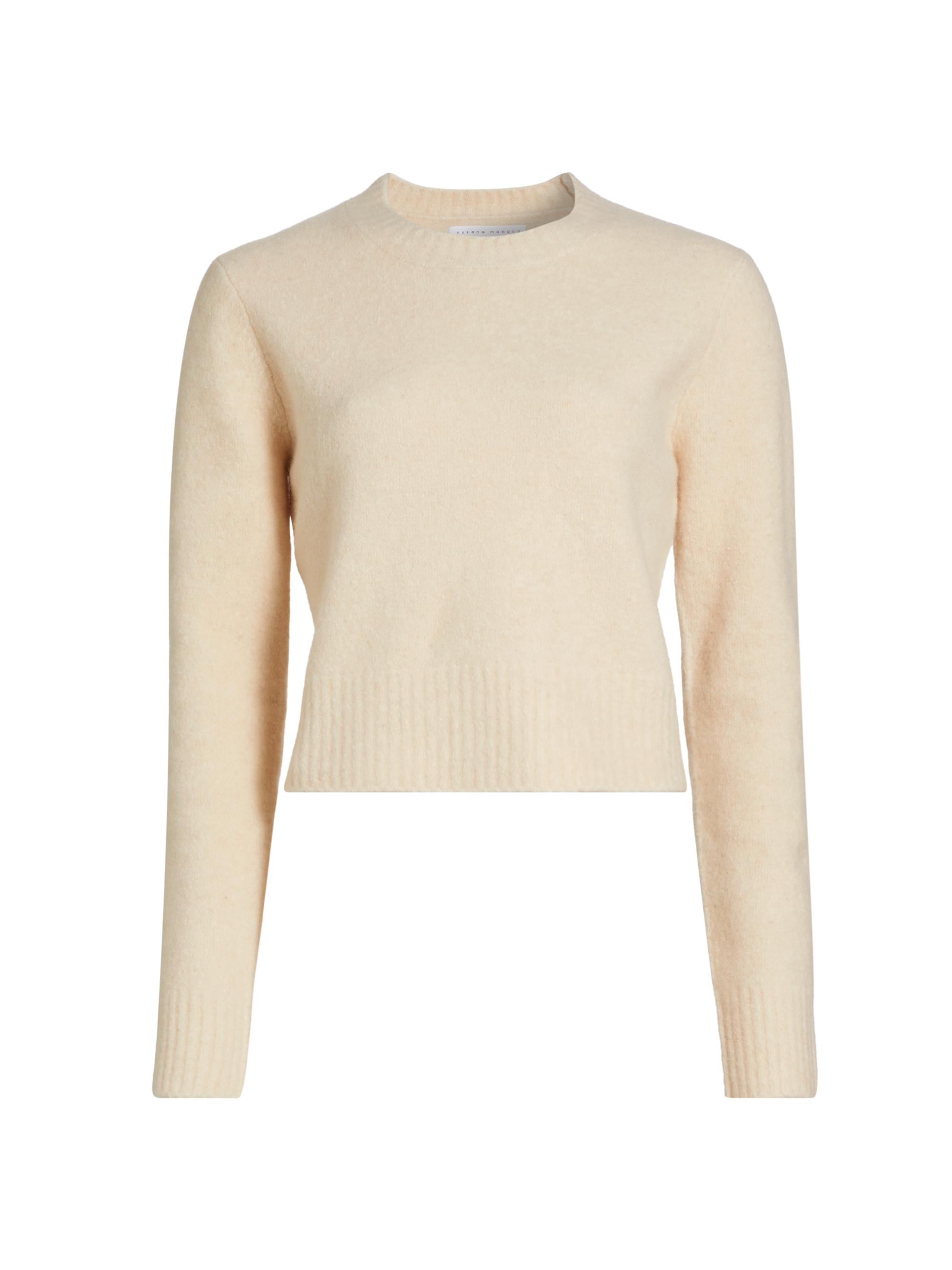 susana monaco Women's Sweetheart Crewneck Sweater - Belgian Creme