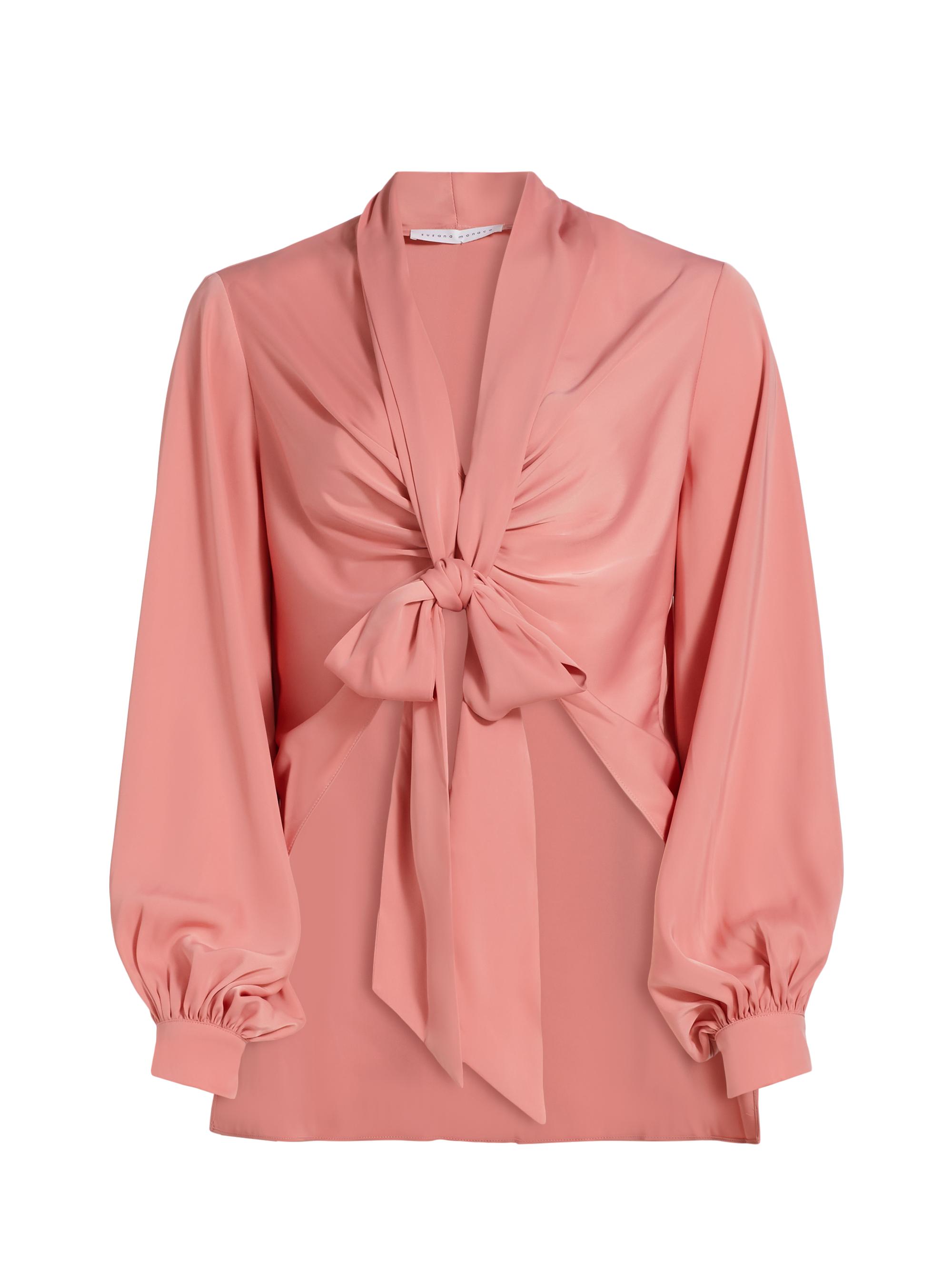 susana monaco Women's Matte Satin Tie Blouse - Hamptons