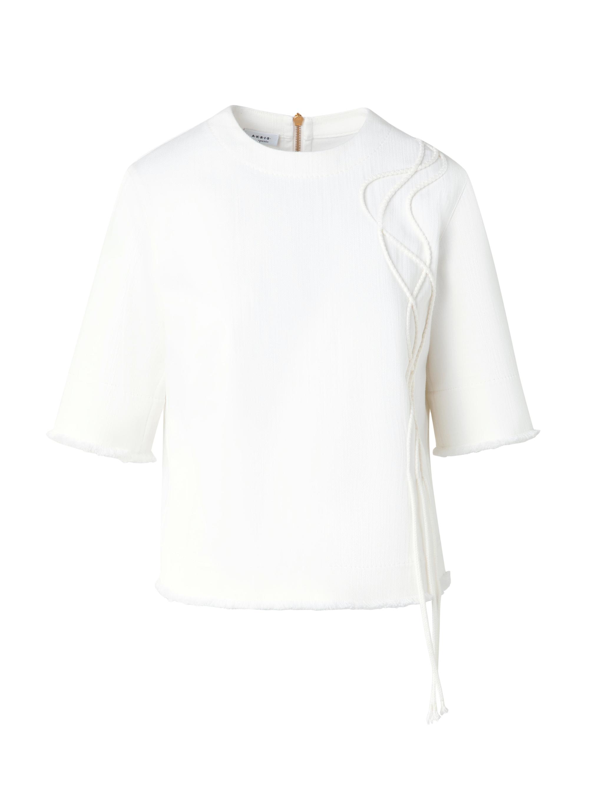 Akris punto Women's Stretch-Denim Frayed-Edge Top - Cream