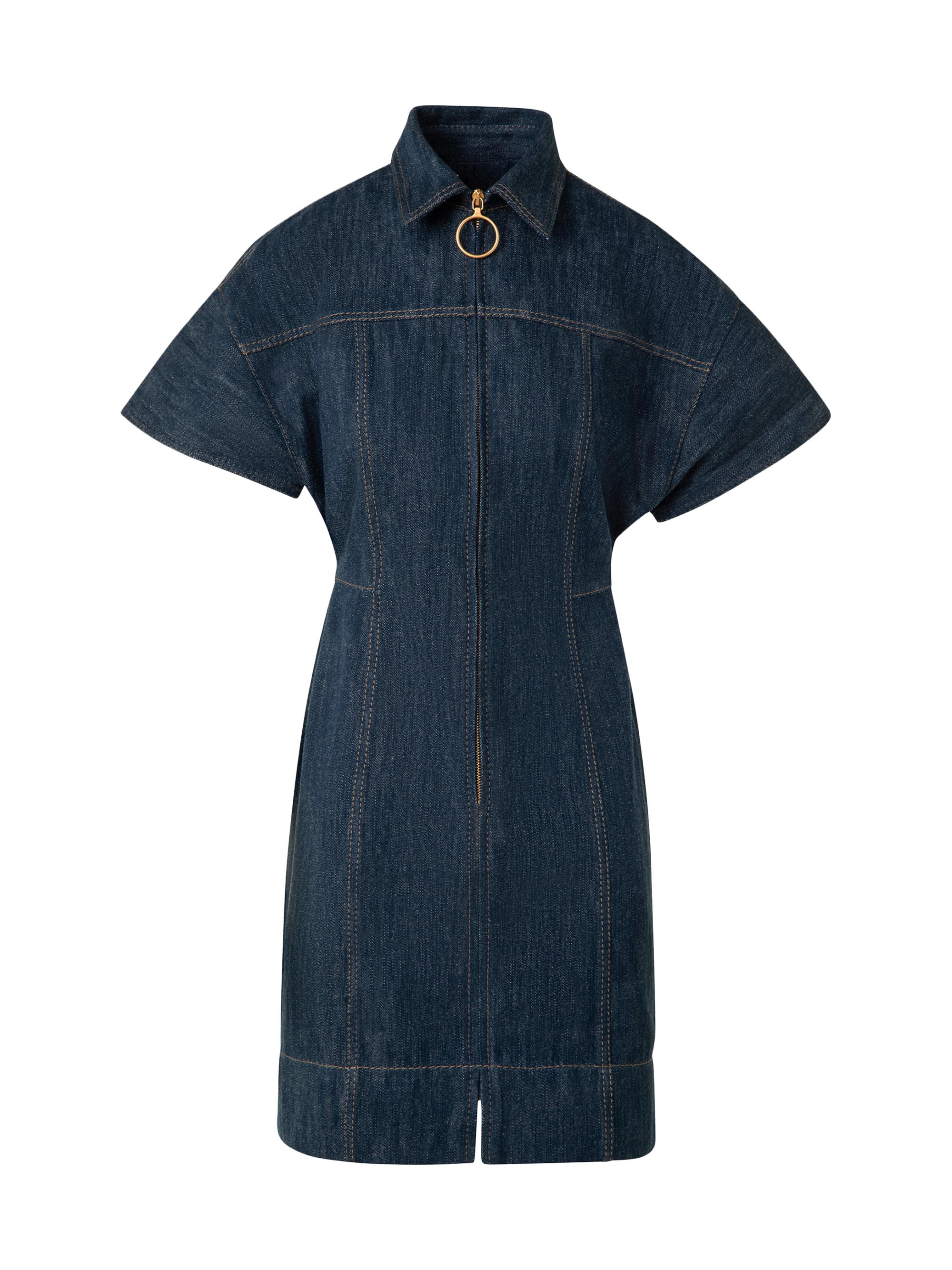 Akris punto Women's Cotton-Wool Denim Zip-Front Dress - Navy Denim
