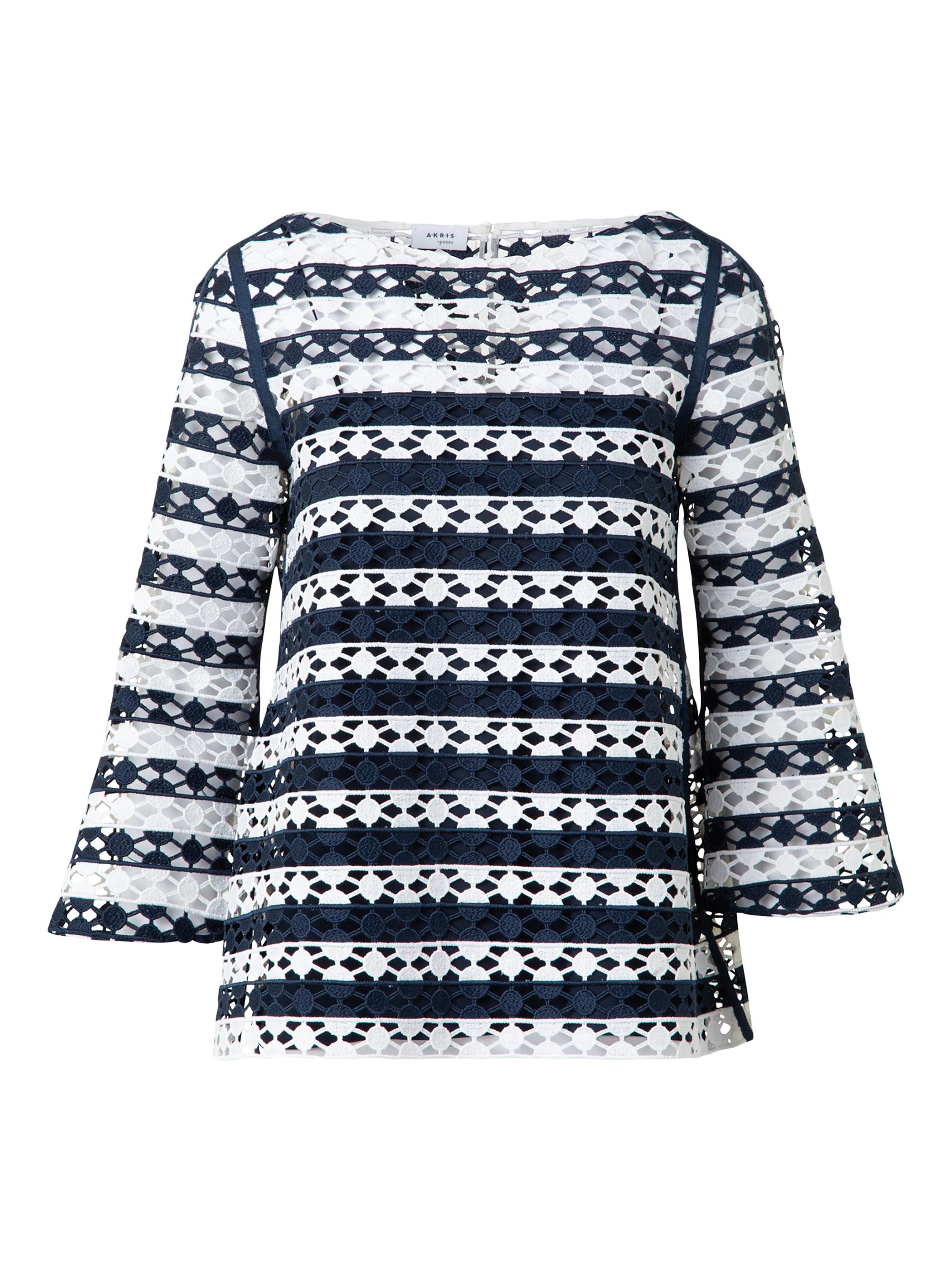 Akris punto Women's Guipure Lace Relaxed-Fit Top - Cream Navy
