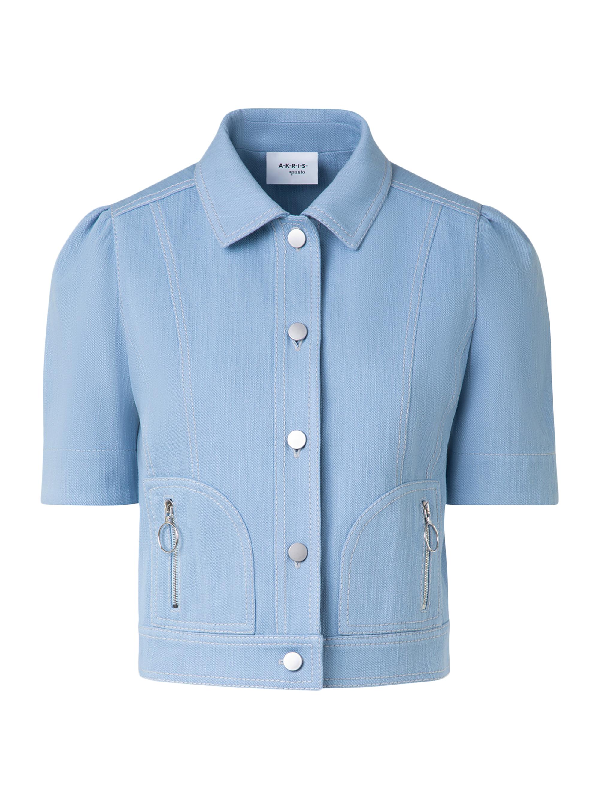 Akris punto Women's Stretch Denim Puff-Sleeve Jacket - Sky