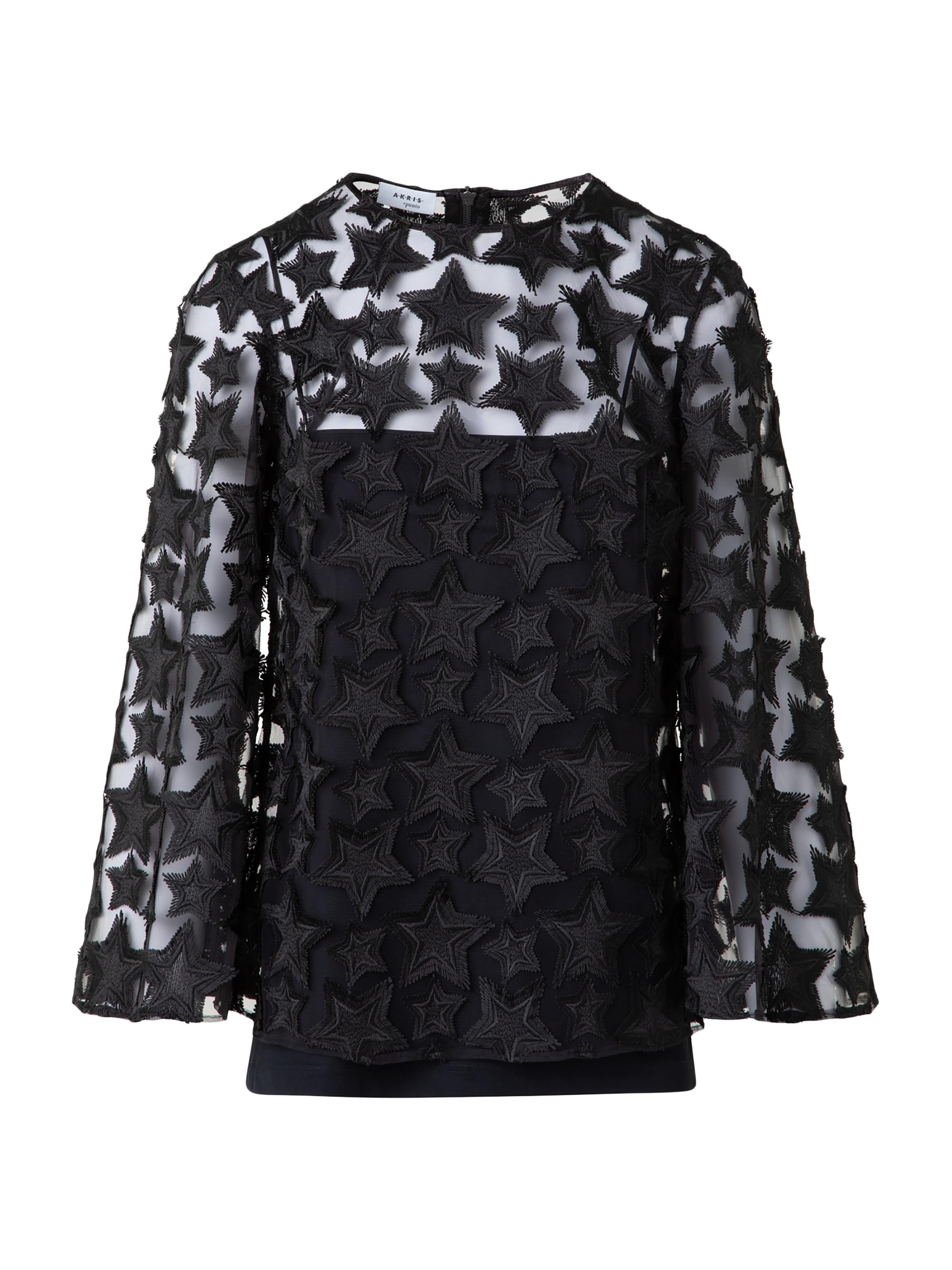 Akris punto Women's Star Embroidered Tulle Top - Black