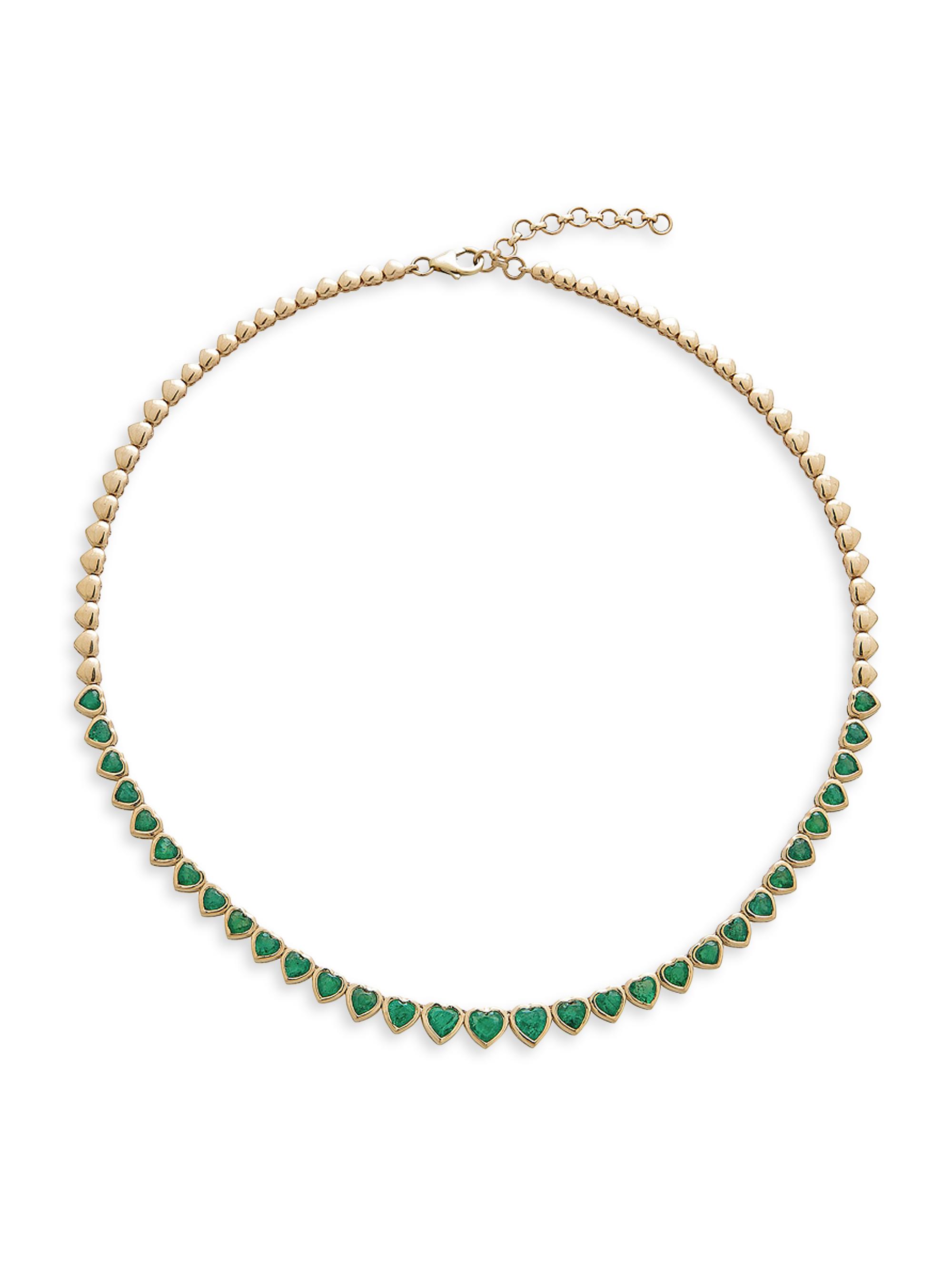 Atlas Fine Women's 14K Yellow Gold & Emerald Heart Necklace - Emerald