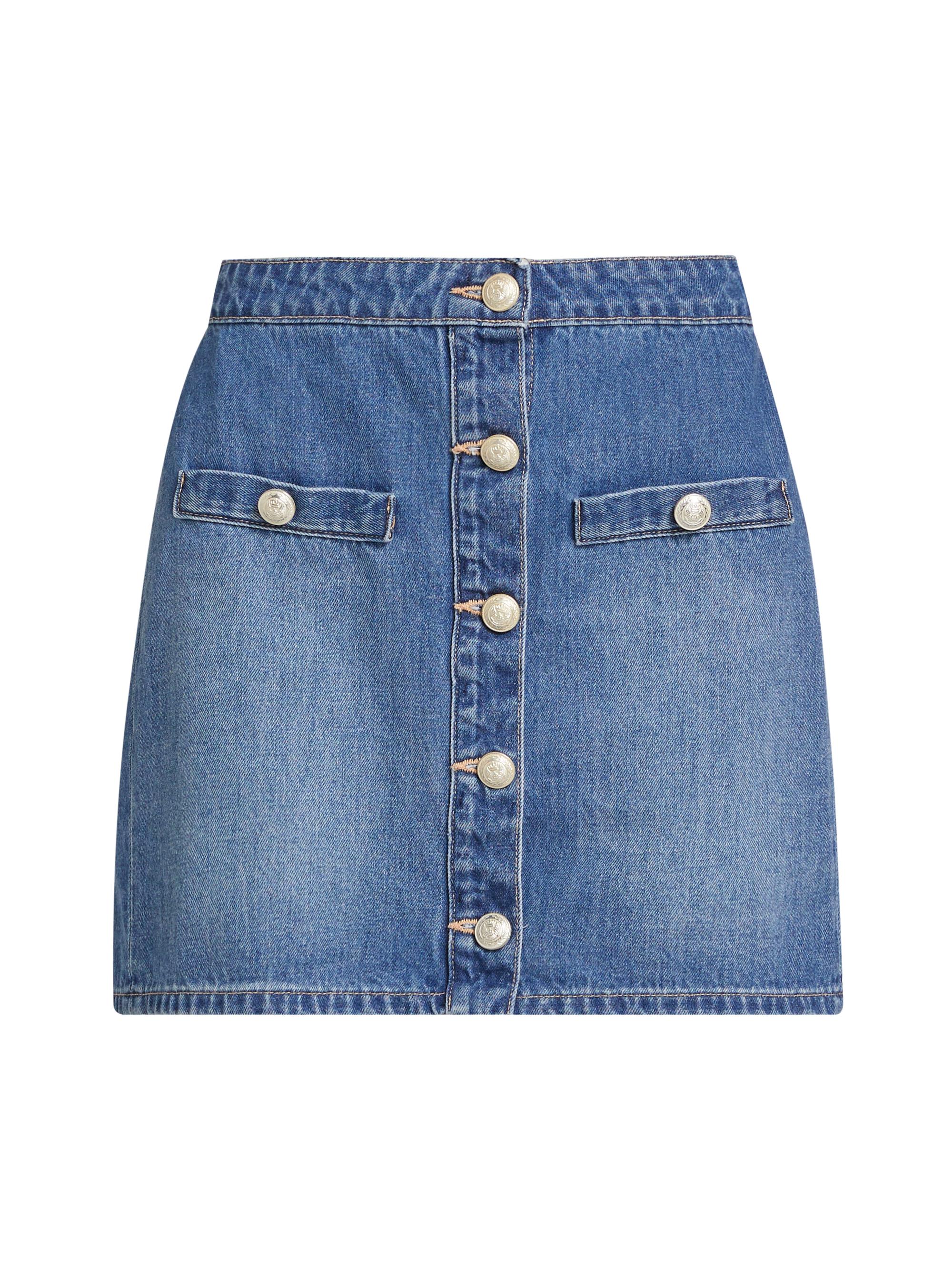 L'AGENCE Kris Button-Front Denim Miniskirt | Saks Fifth Avenue