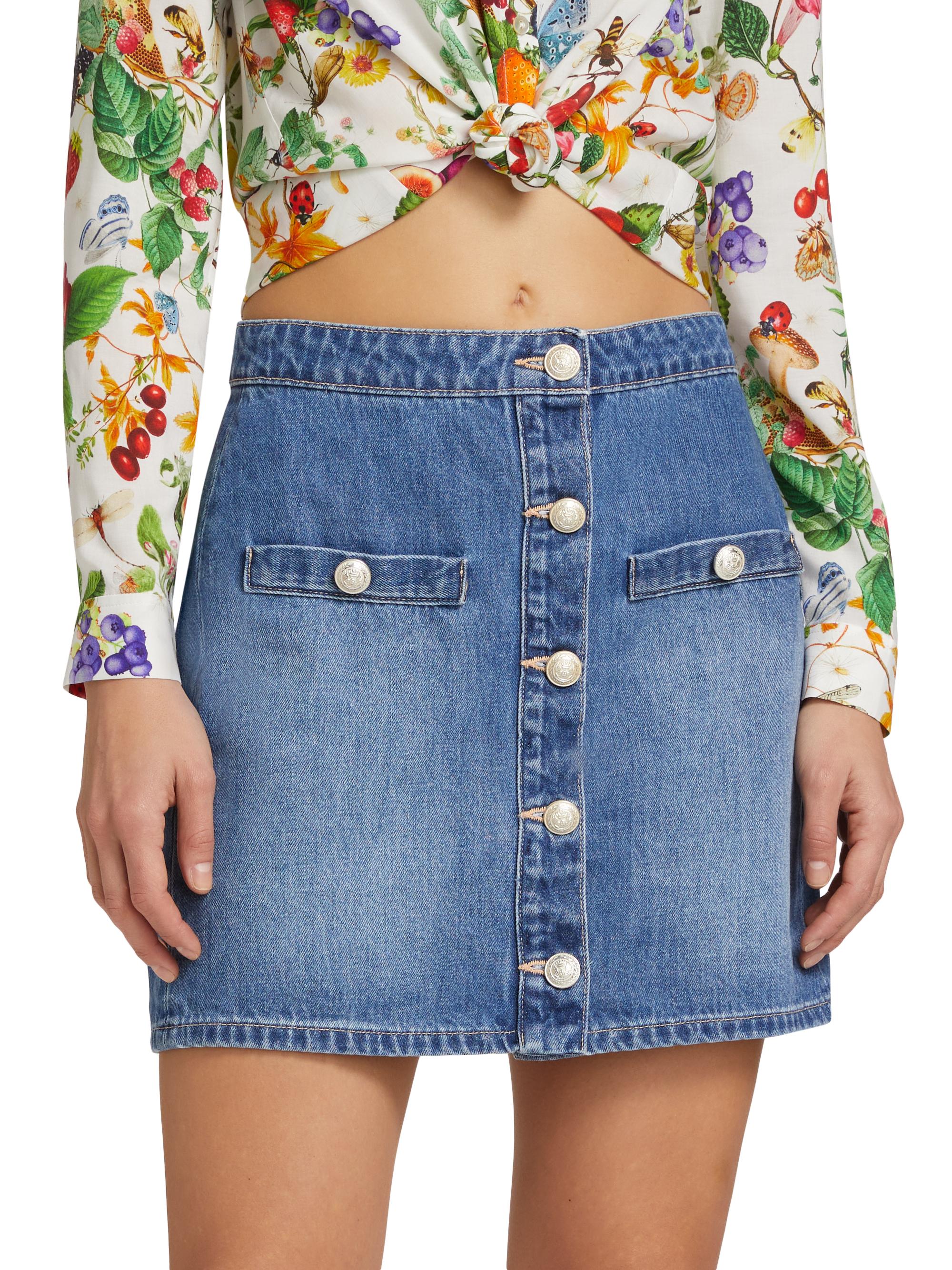 L'AGENCE Kris Button-Front Denim Miniskirt | Saks Fifth Avenue
