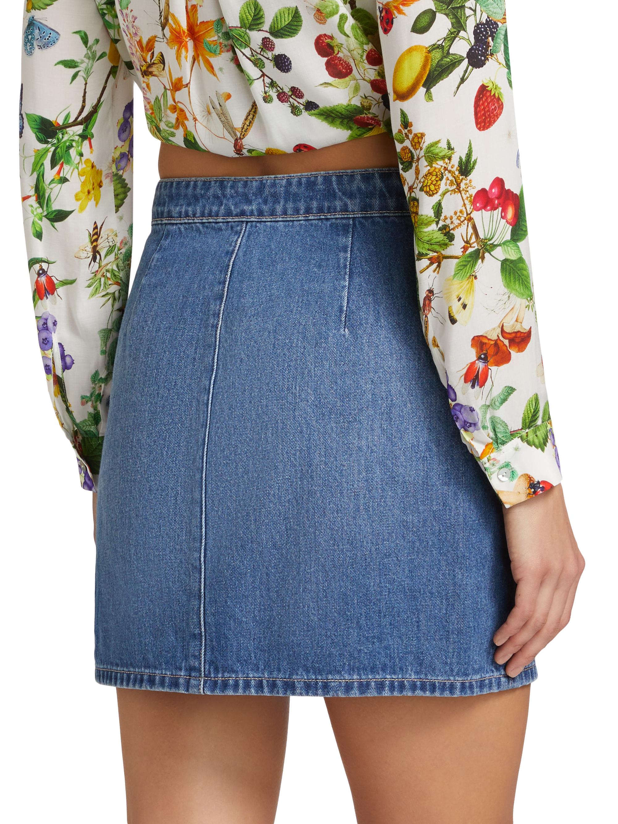L'AGENCE Kris Button-Front Denim Miniskirt | Saks Fifth Avenue