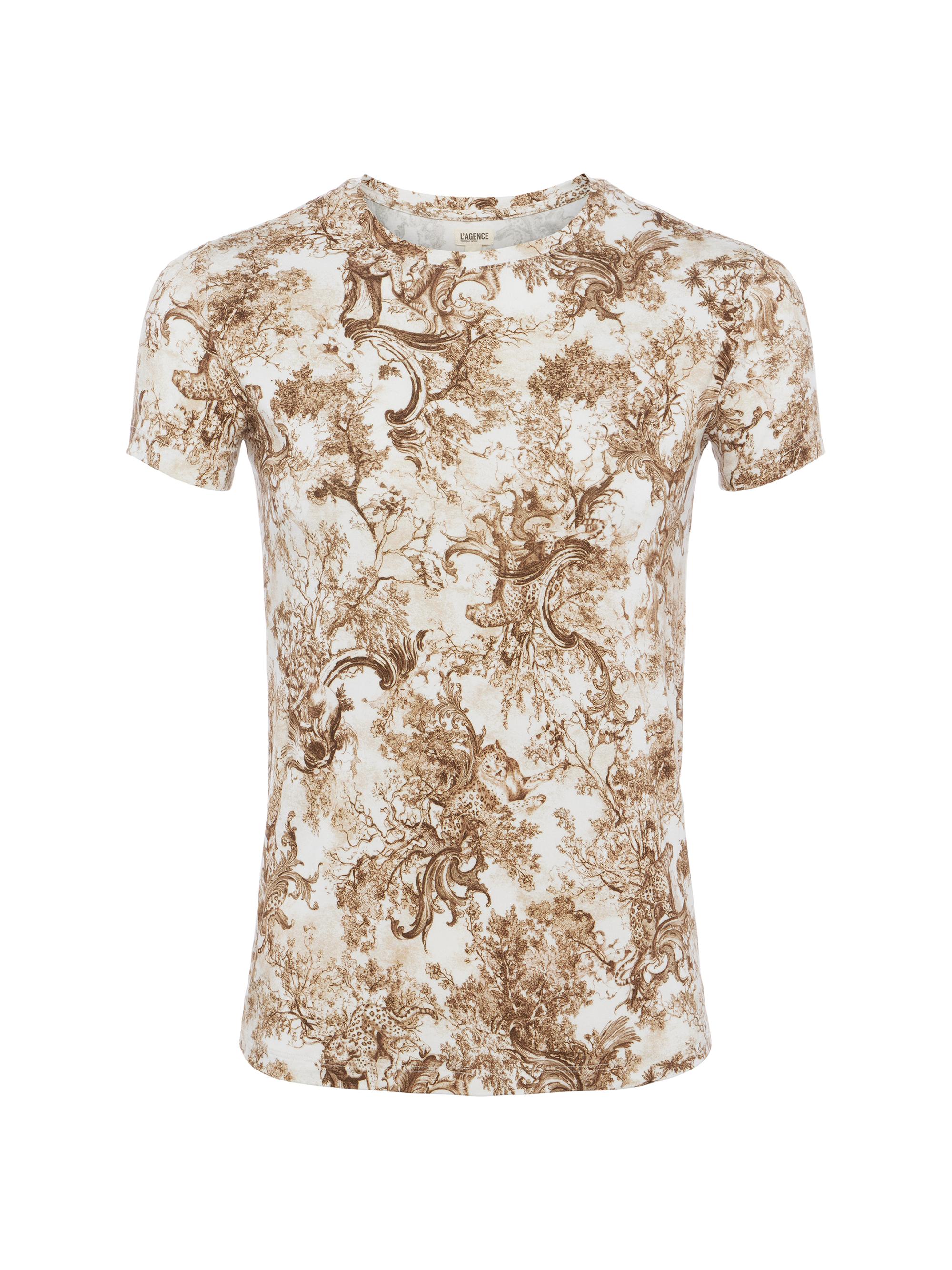 L'AGENCE Women's Ressi Toile Stretch-Cotton T-Shirt -  Caramel Rococo Toile