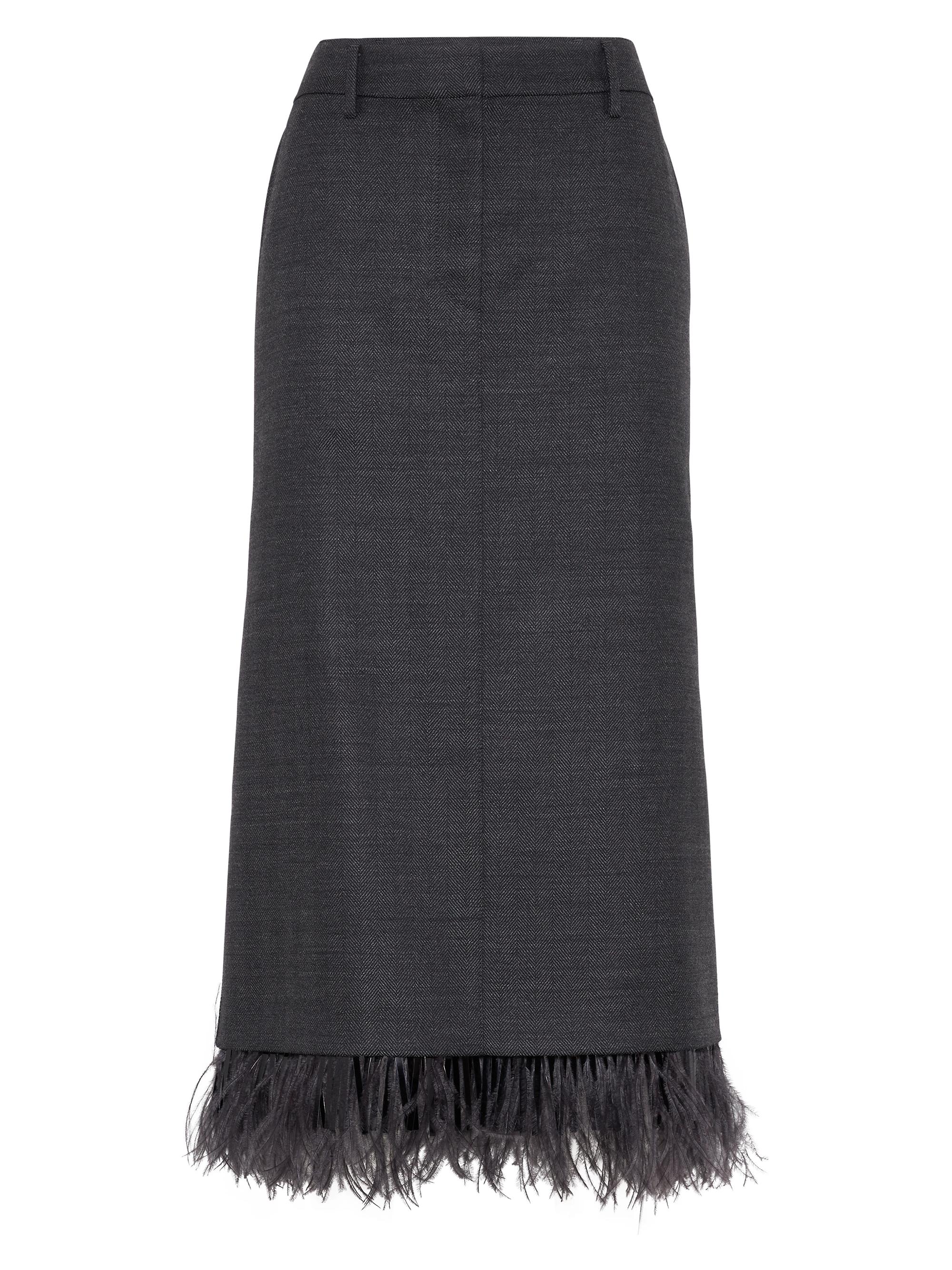 Brunello Cucinelli Women's Virgin Wool Chevron Sartorial Column Skirt - Anthracite