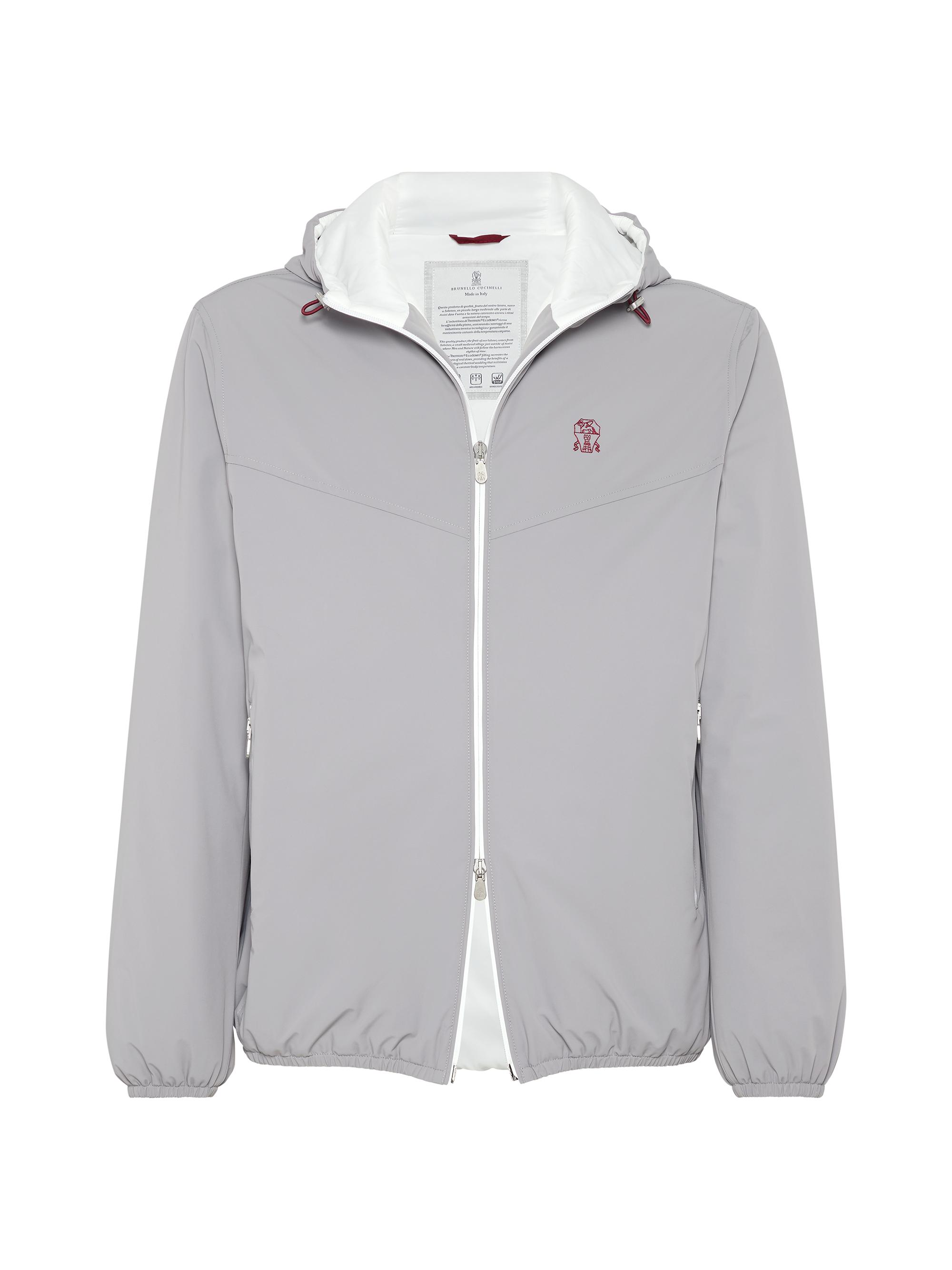 Brunello Cucinelli Men's Bonded Nylon Hooded Outerwear Jacket Grey