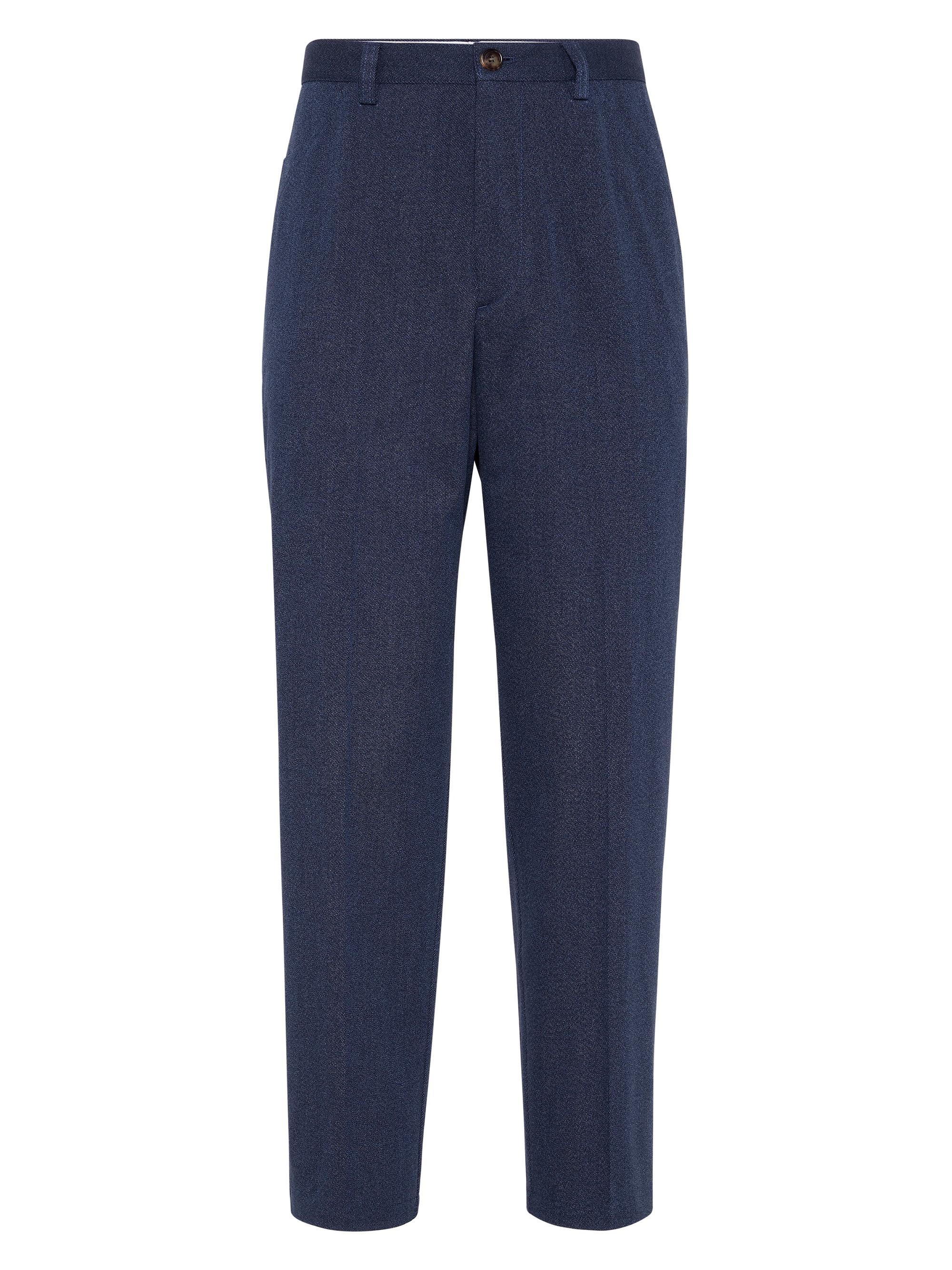 Brunello Cucinelli Men's Comfort Cotton Diagonal Leisure Fit Trousers - Blue