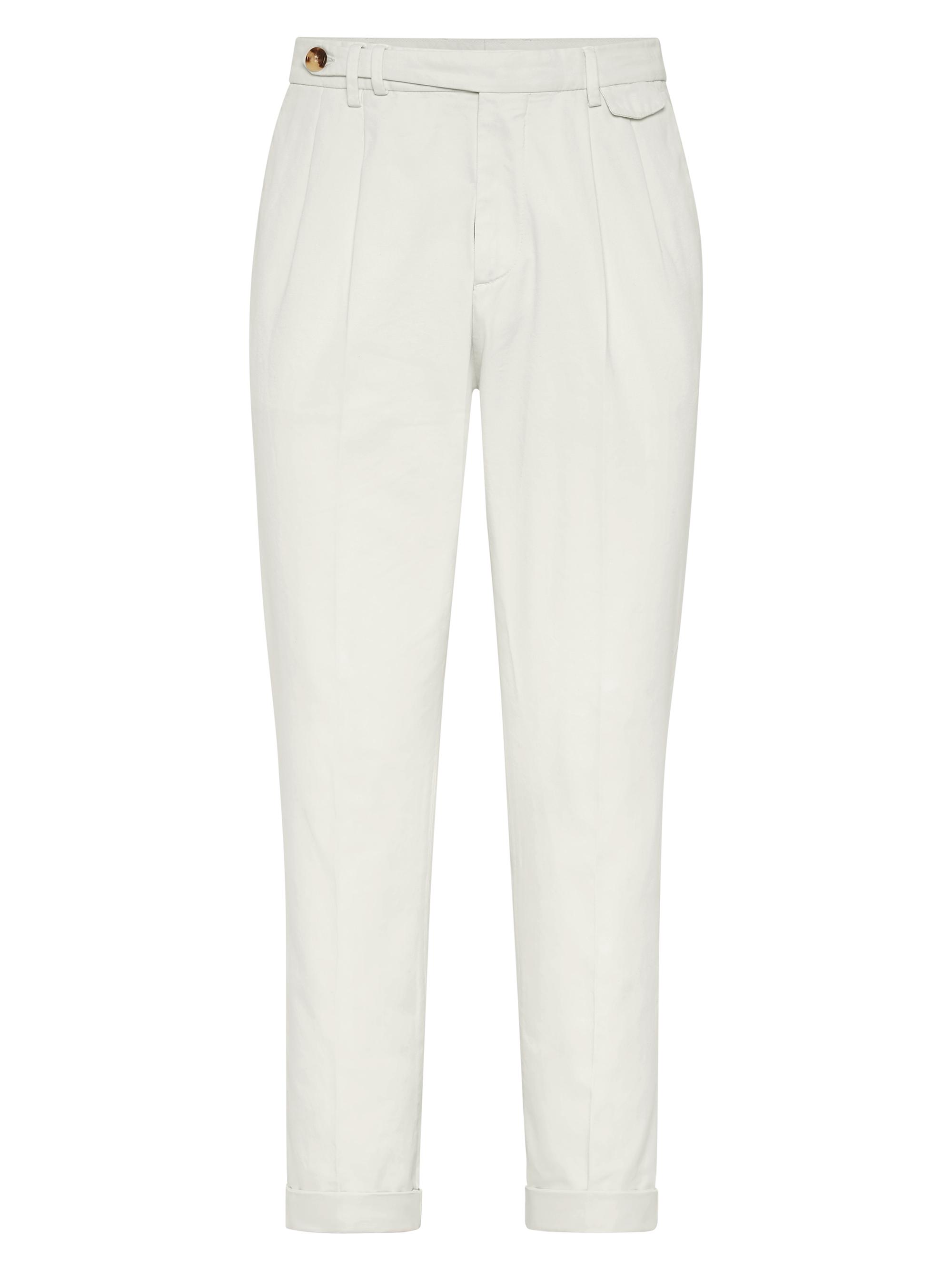 Brunello Cucinelli Men's Garment Dyed Leisure Fit Trousers - Off White