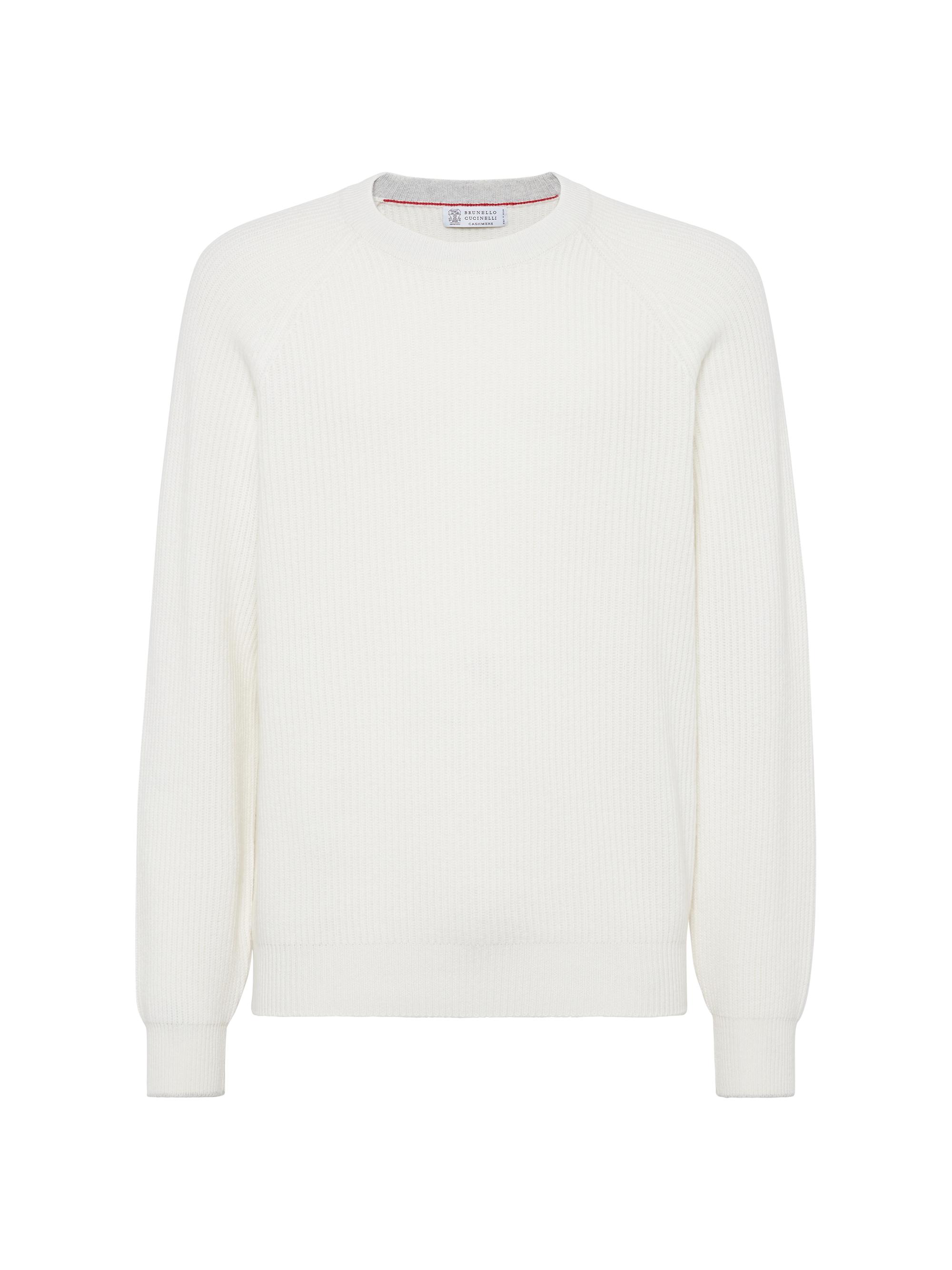 Brunello Cucinelli Men's Cashmere English Rib Sweater with Raglan Sleeves - Panama