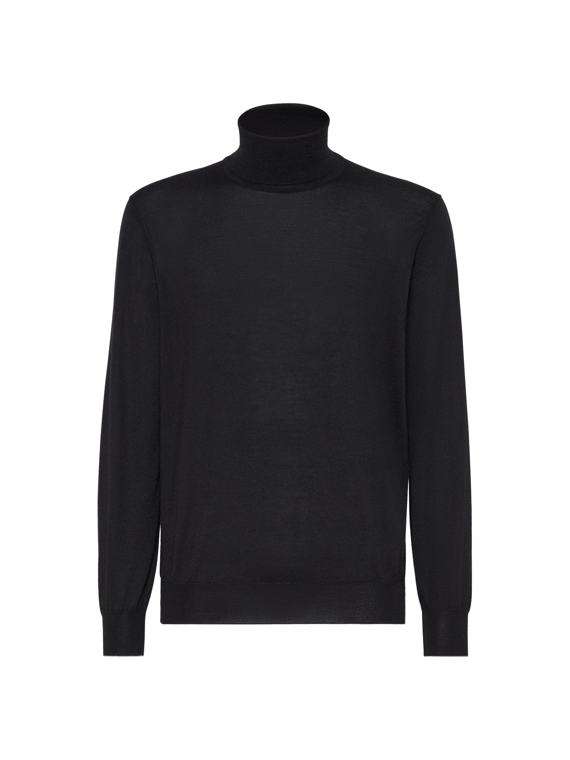 Brunello Cucinelli Men's Cashmere and Silk Lightweight Turtleneck Sweater - Black