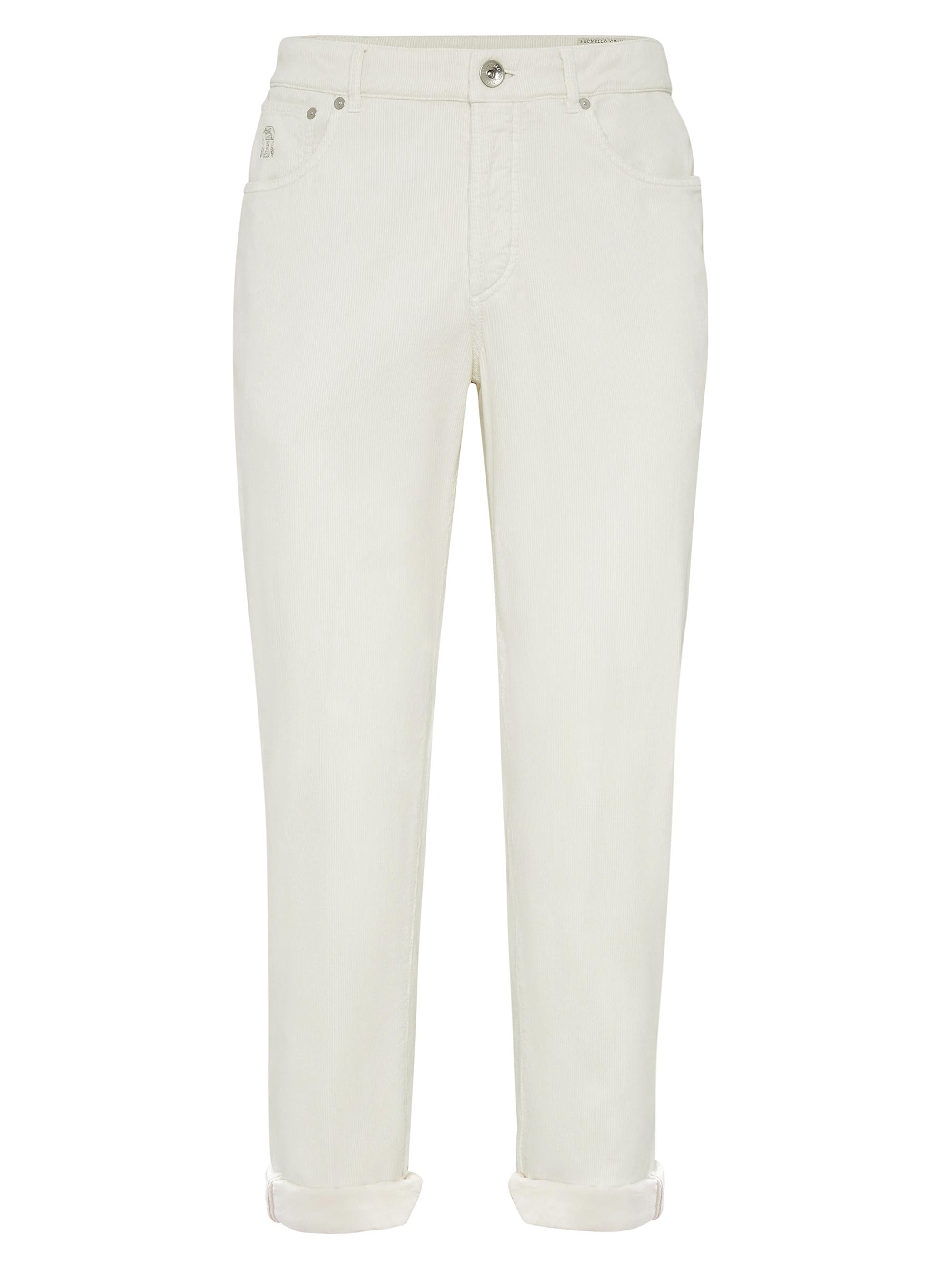 Brunello Cucinelli Men's Garment Dyed Italian Fit Trousers - Off White