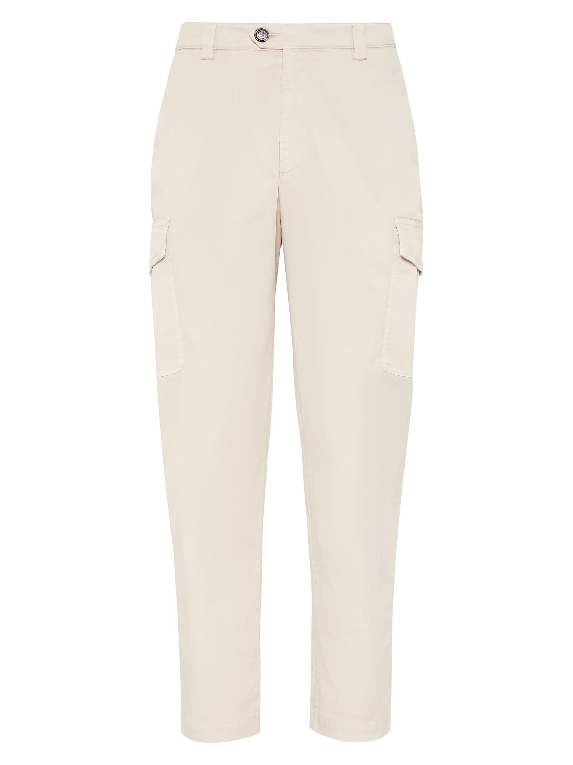 Brunello Cucinelli Men's Garment Dyed Leisure Fit Trousers - Beige