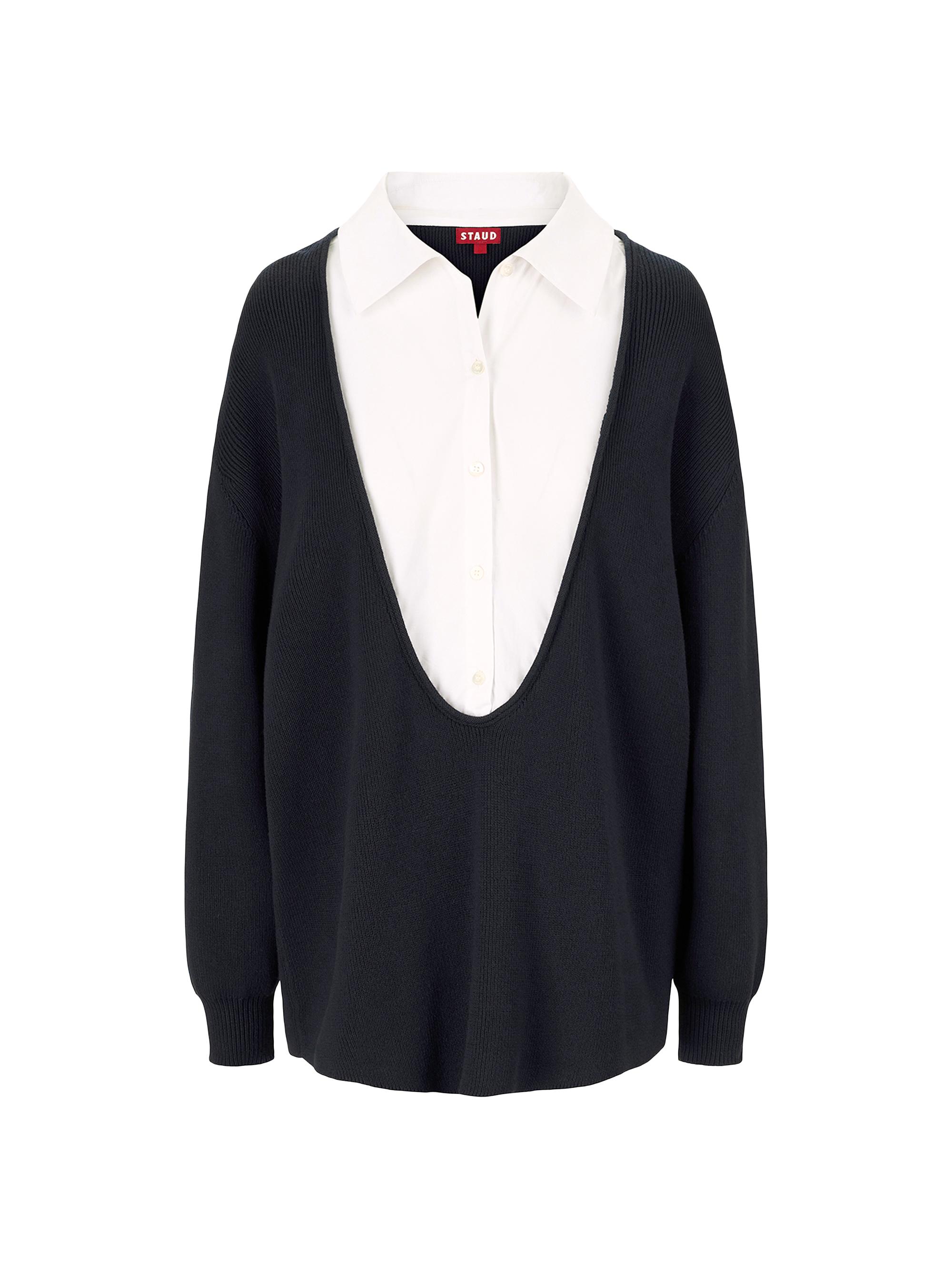 Staud Women's Coast Shirt Sweater - Navy White