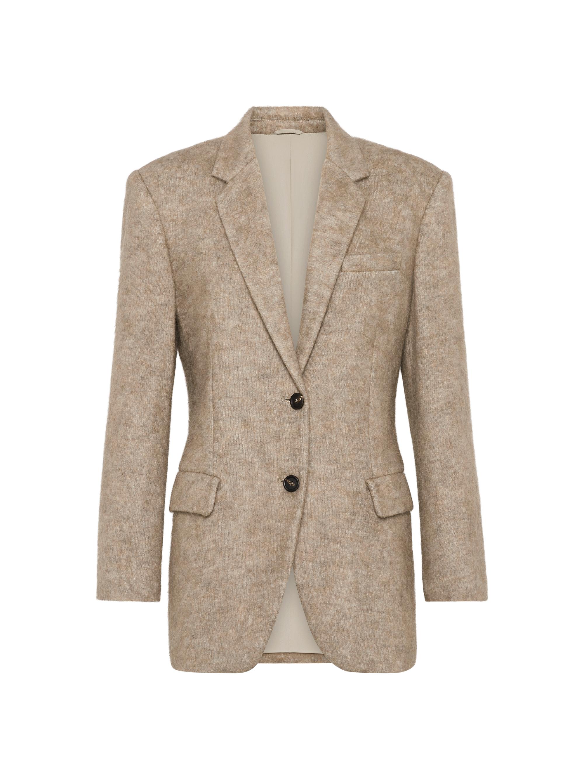 Brunello Cucinelli Women's Mohair, Wool and Cashmere Knit Blazer With Monili - Light Brown