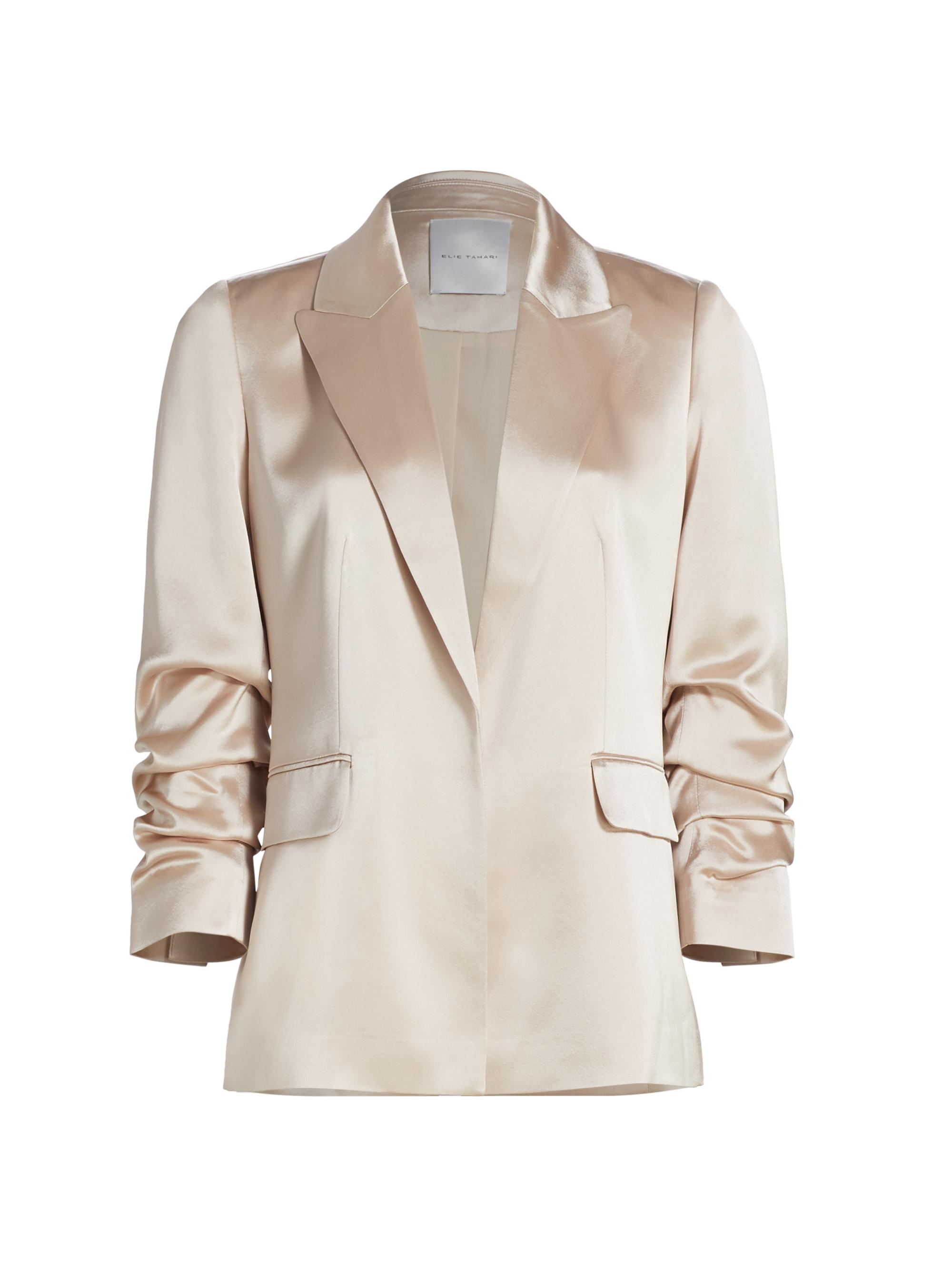 Silk T Tahari Blazer T Tahari Cream Blazer One Button Closure Size:6