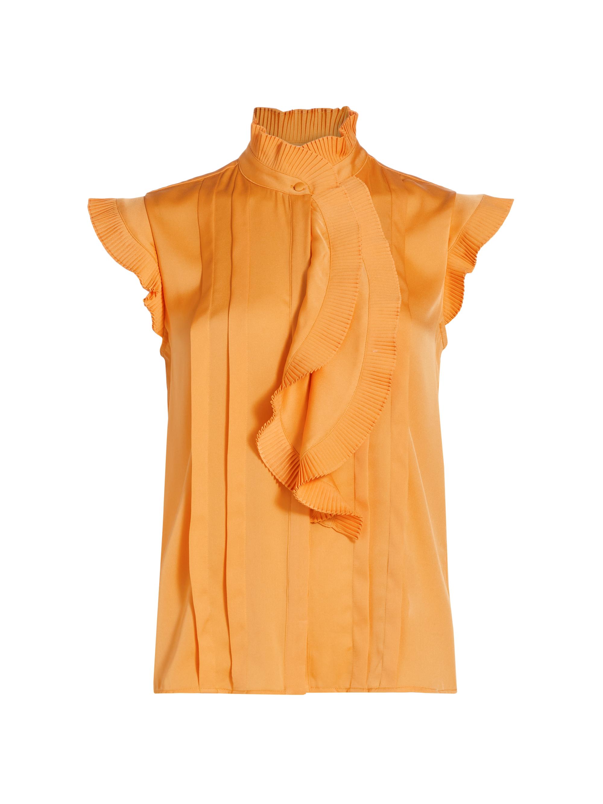 Elie Tahari Women's Chloe Silk Pleated Blouse - Afternoon Orange