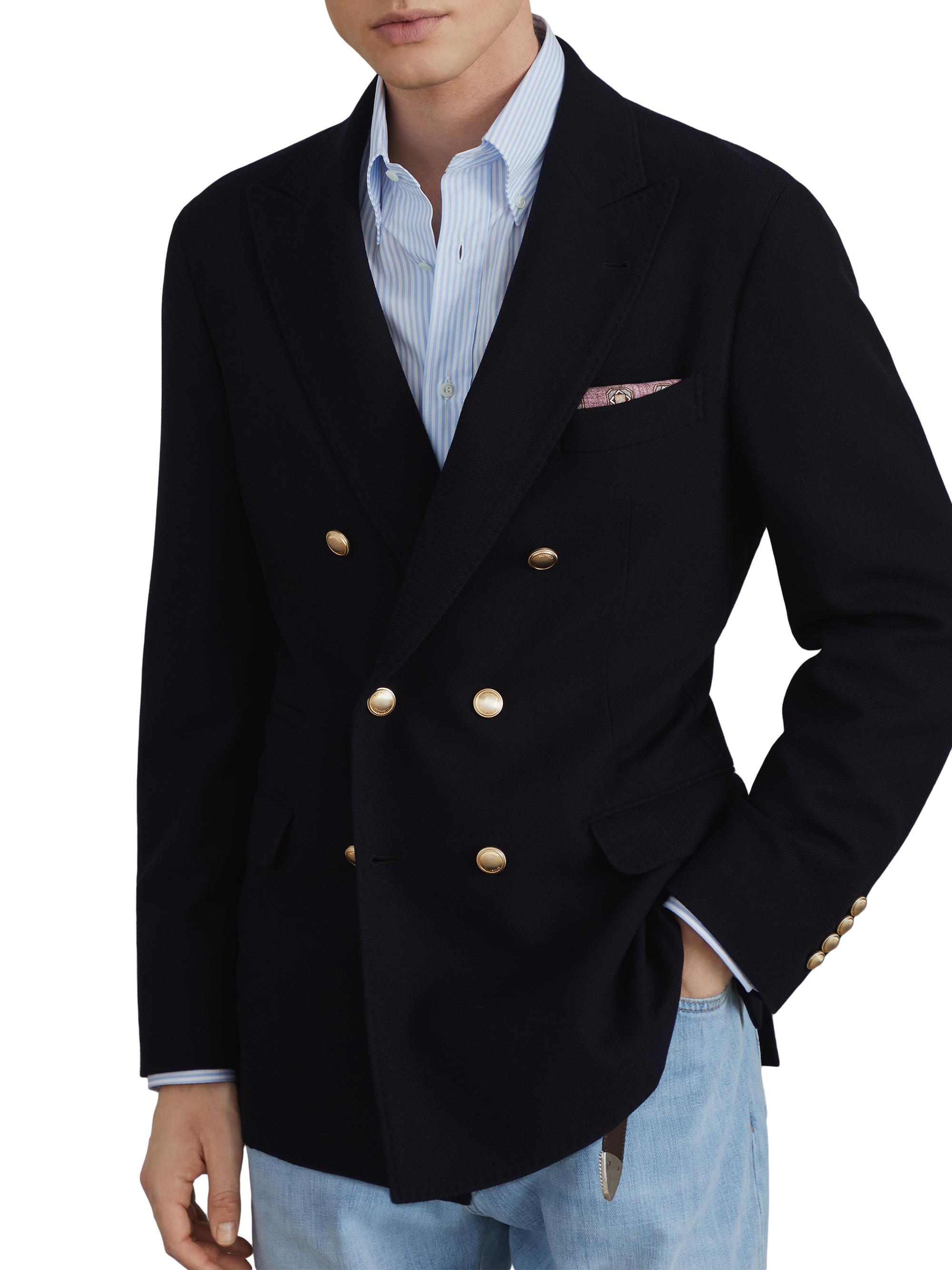 Brunello Cucinelli Men's Comfort Wool Diagonal Blazer - Navy Blue