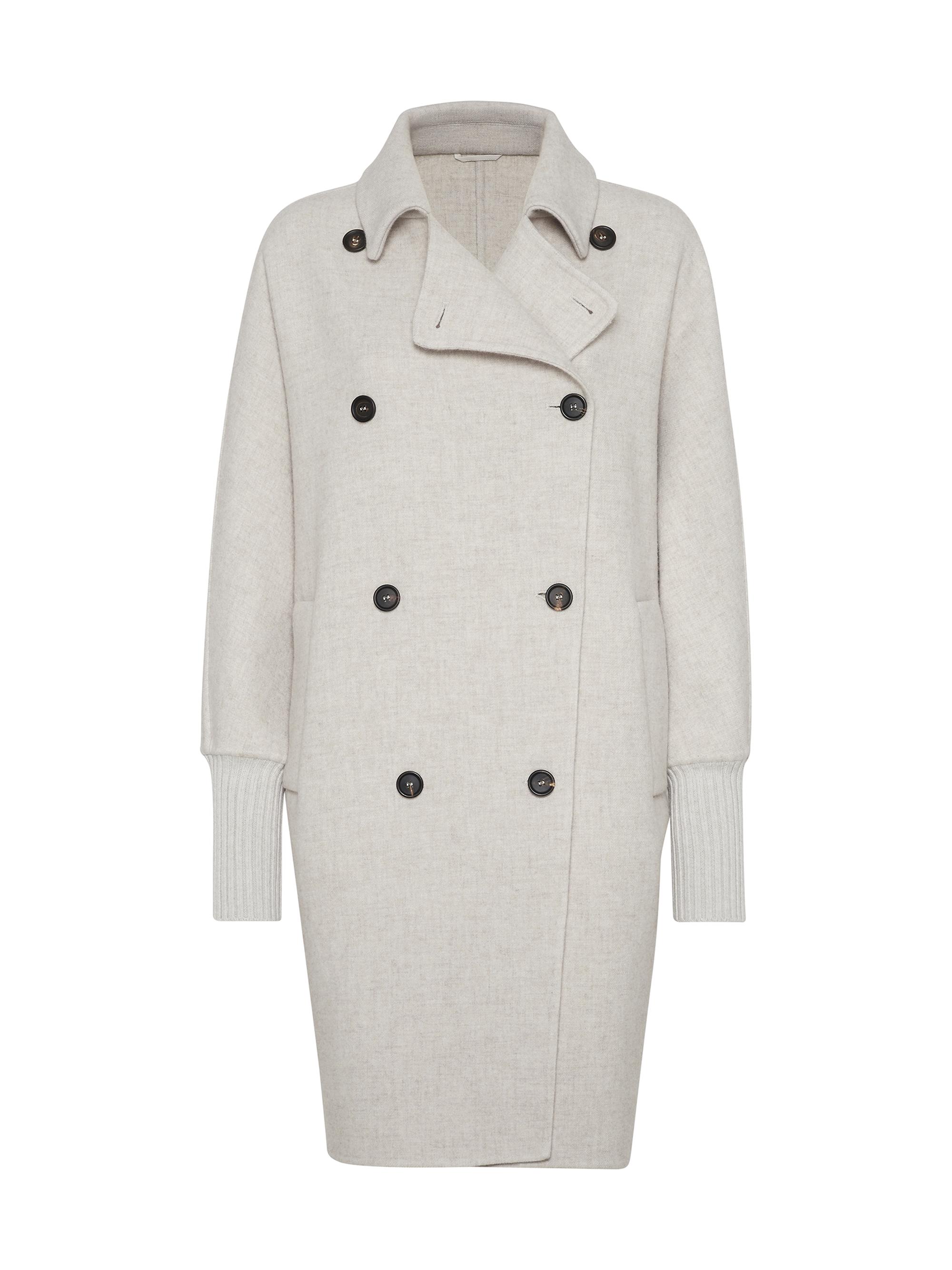 Brunello Cucinelli Women's Hand Finished Coat in Cozy Cashmere Double Cloth - Pearl Grey