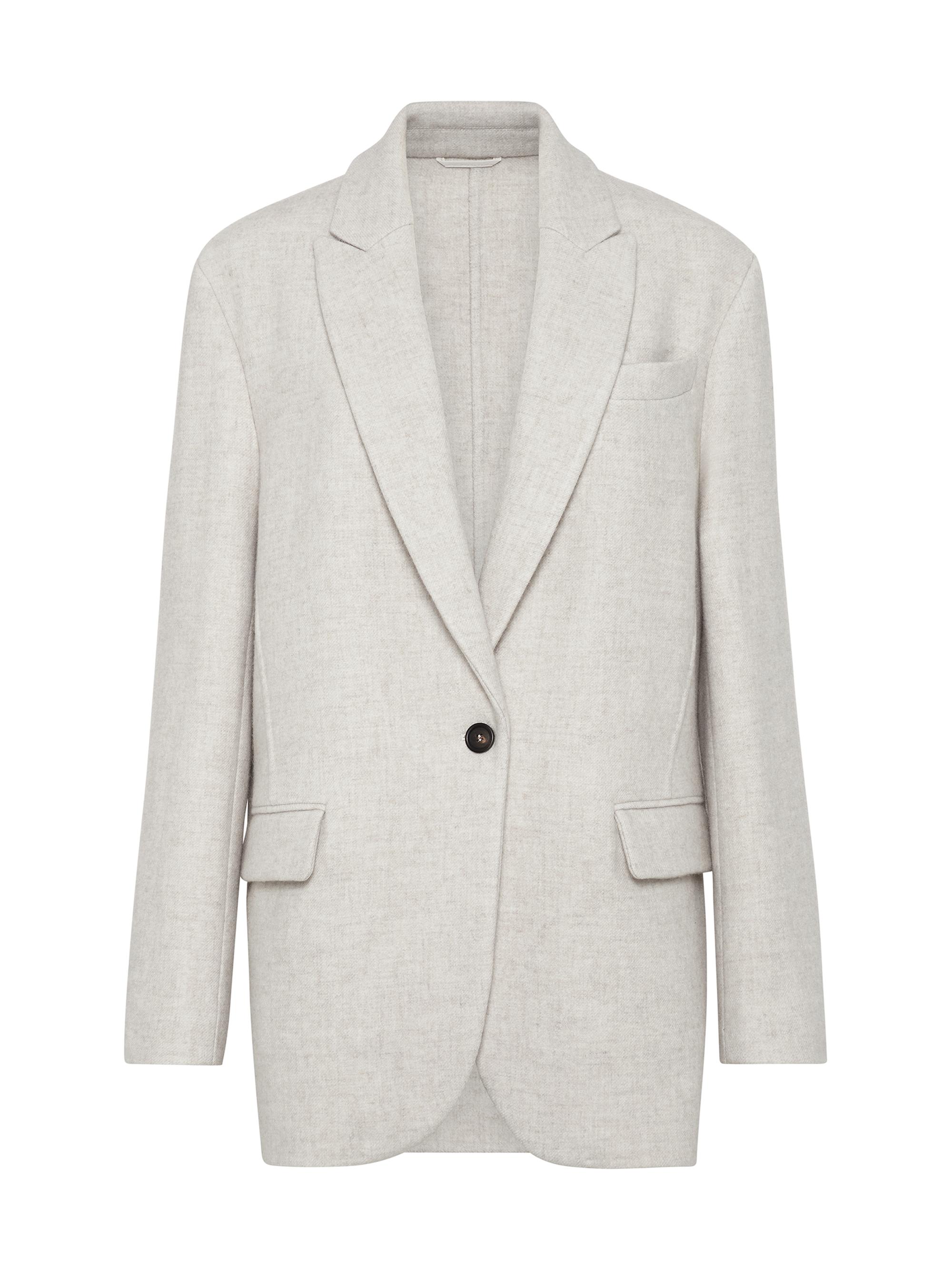 Brunello Cucinelli Women's Hand Finished Cozy Cashmere Double Cloth Blazer - Pearl Grey