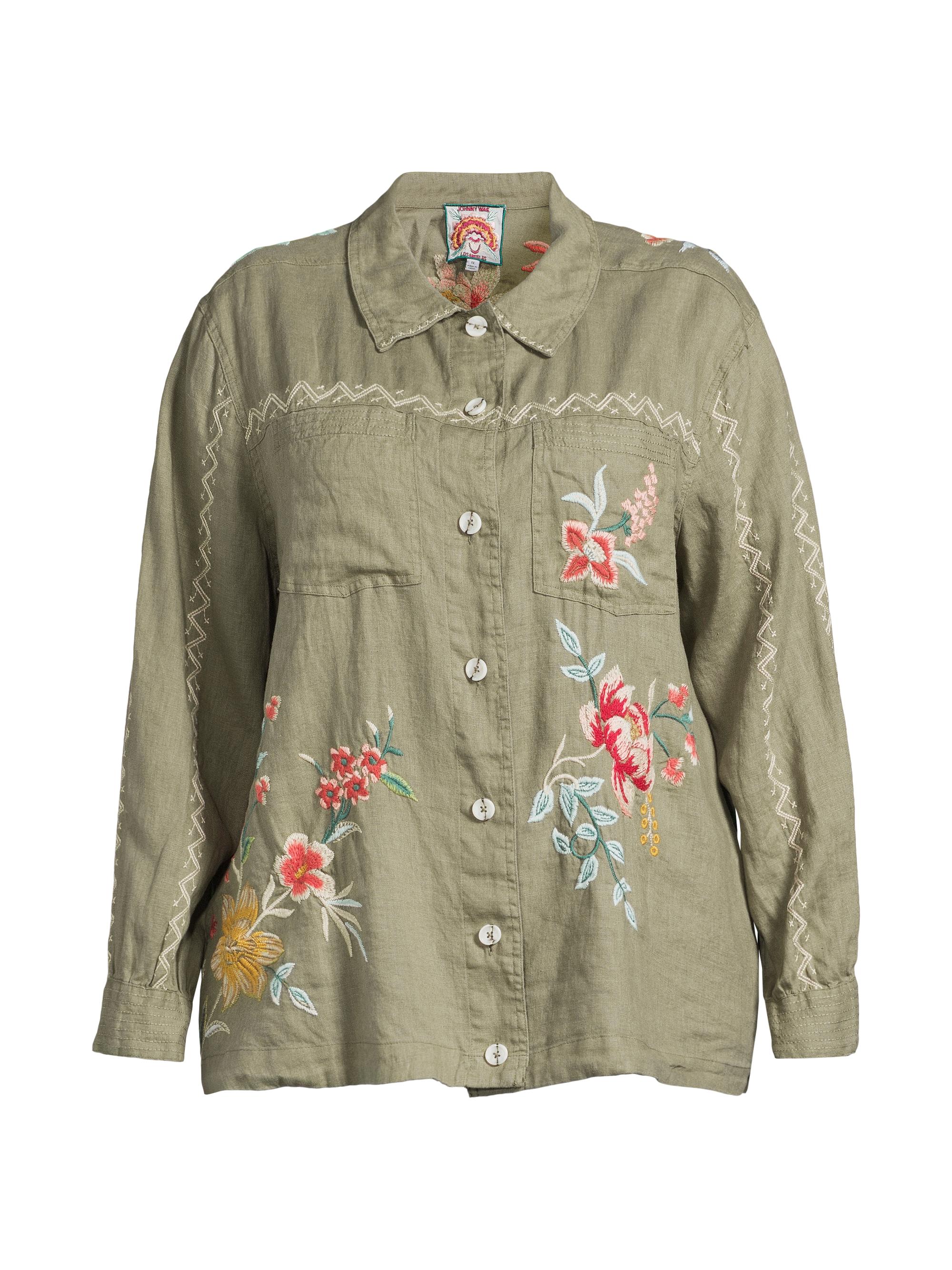 Johnny Was Women's Plus Andrean Linen Blouse - Tortoise
