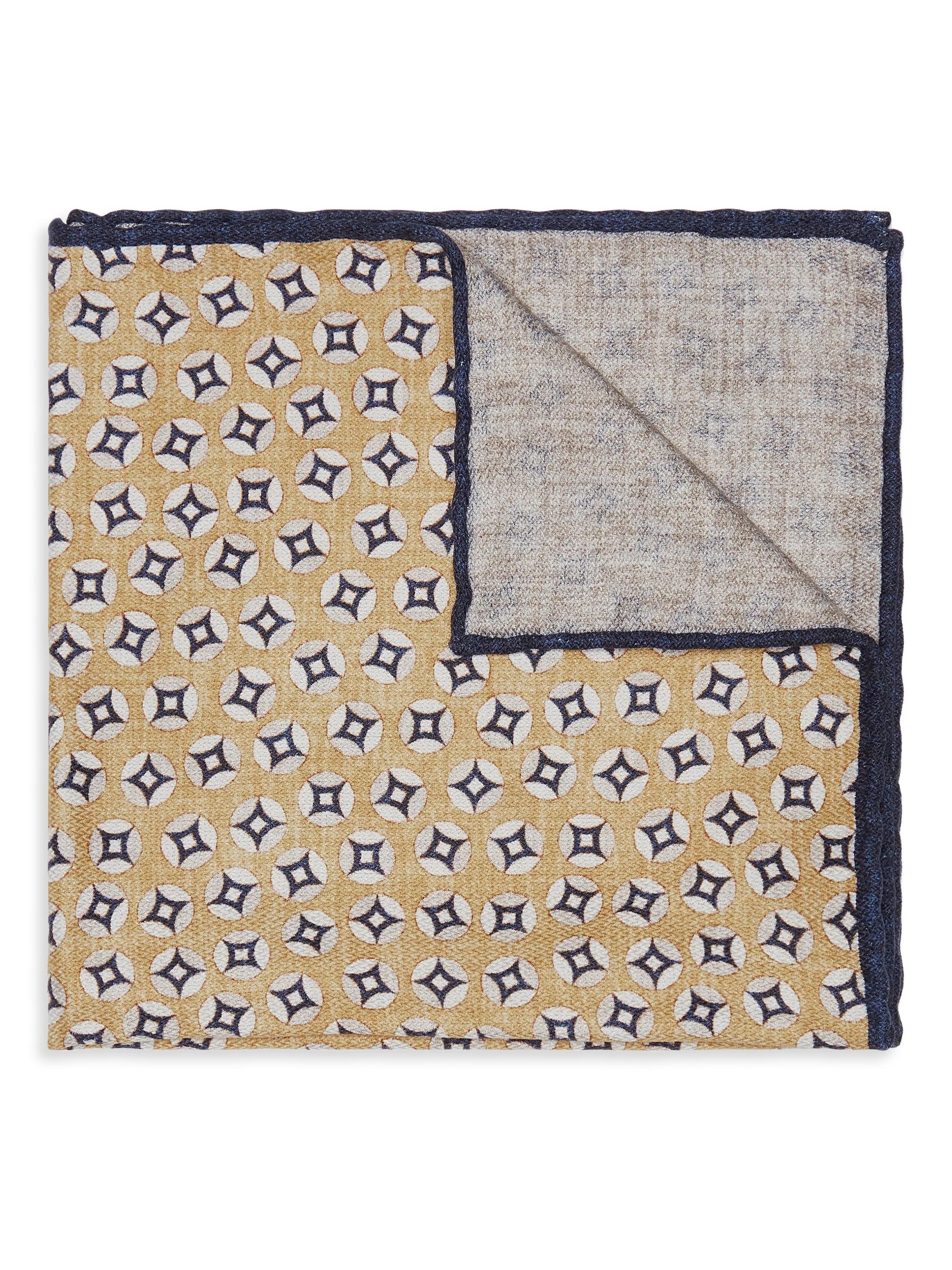 Brunello Cucinelli Men's Silk Pocket Square with Pattern - Dove Grey