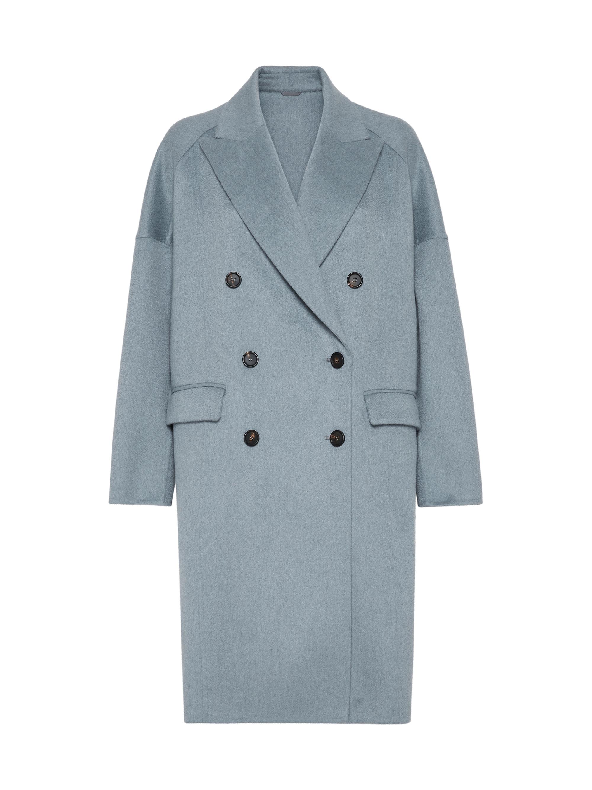 Brunello Cucinelli Women's Hand Crafted Coat in Cashmere Double Beaver Cloth - Azure