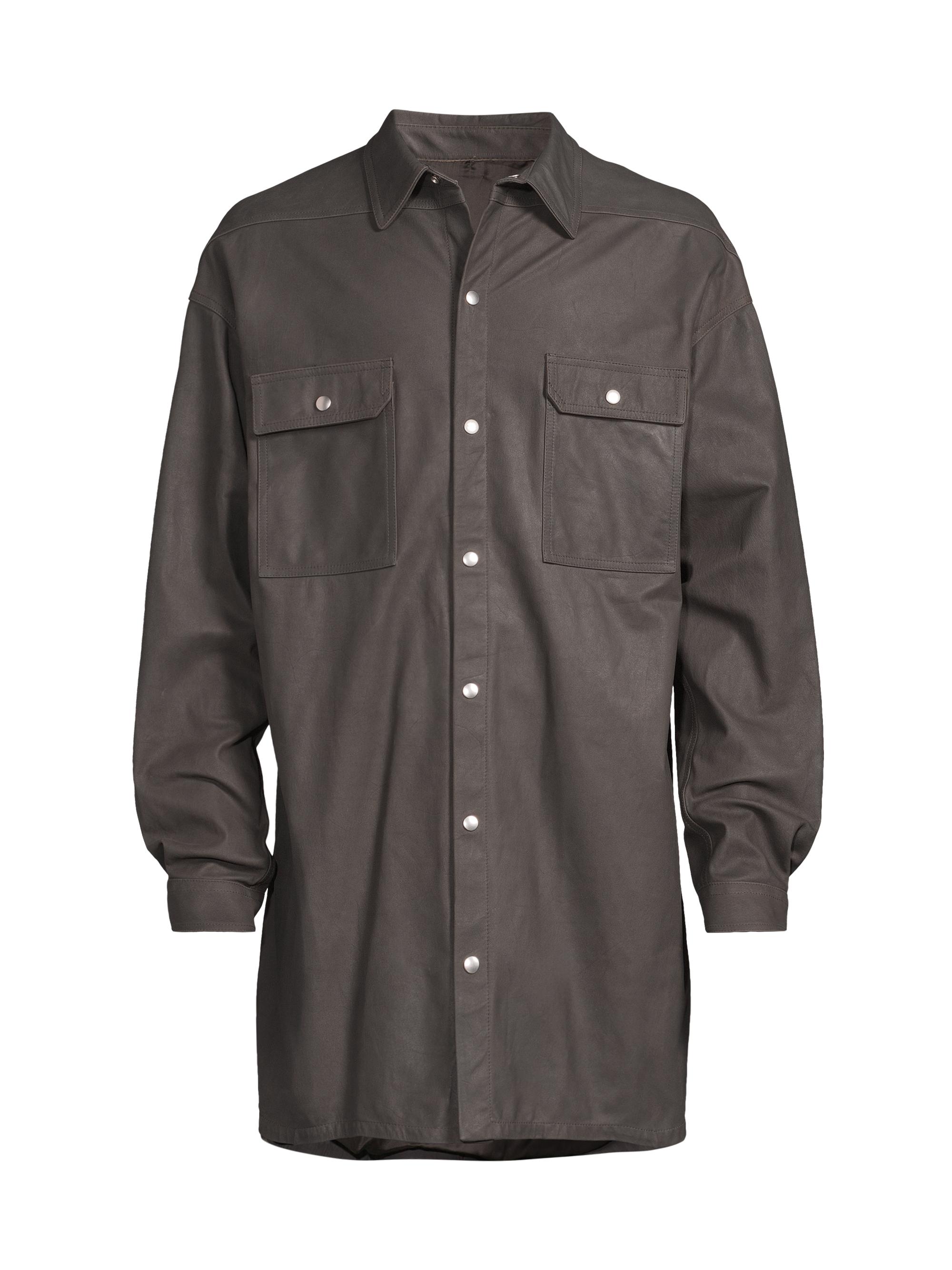 Rick Owens Men's Oversized Leather Outershirt - Dark Dust