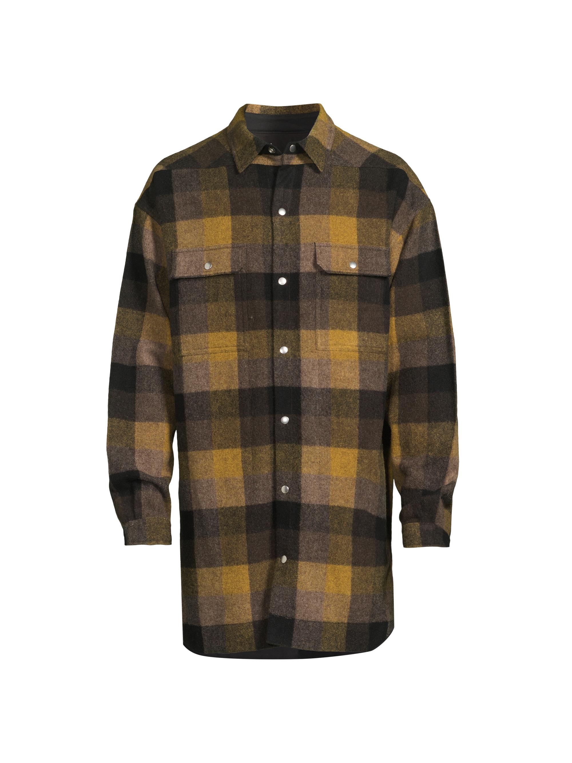 Rick Owens Men's Oversized Plaid Outershirt - Honey Plaid