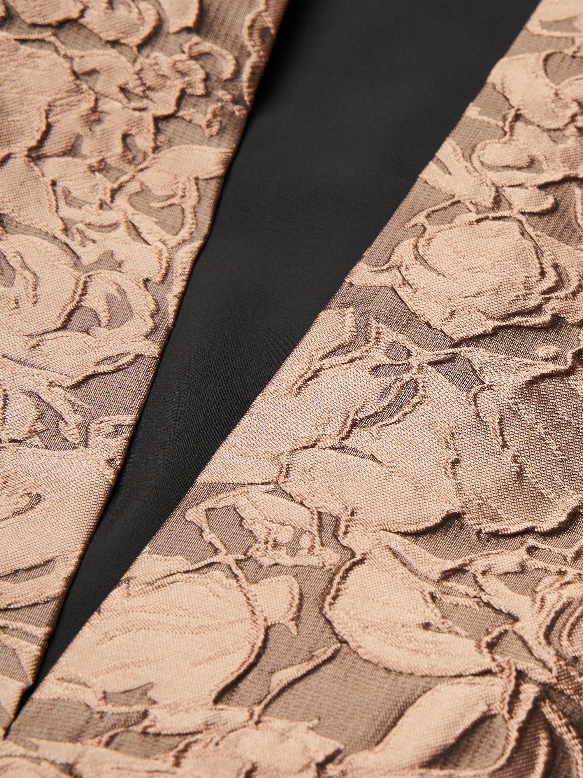 新品★ SHEER JACQUARD TAILORED ROMPERS Jacquard Sheer Mesh Patch Turn-down Collar Jumpsuit Elegant