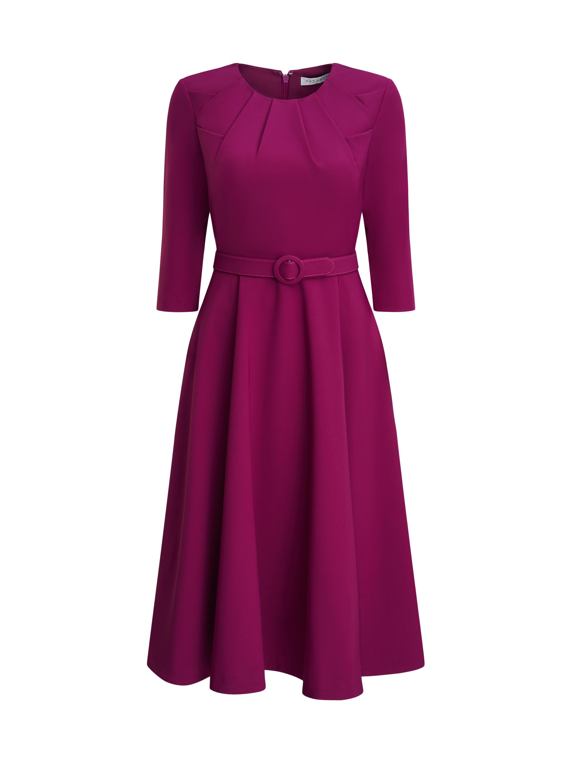 Kay Unger Women's Lynette Crepe Belted Midi-Dress - Boysenberry