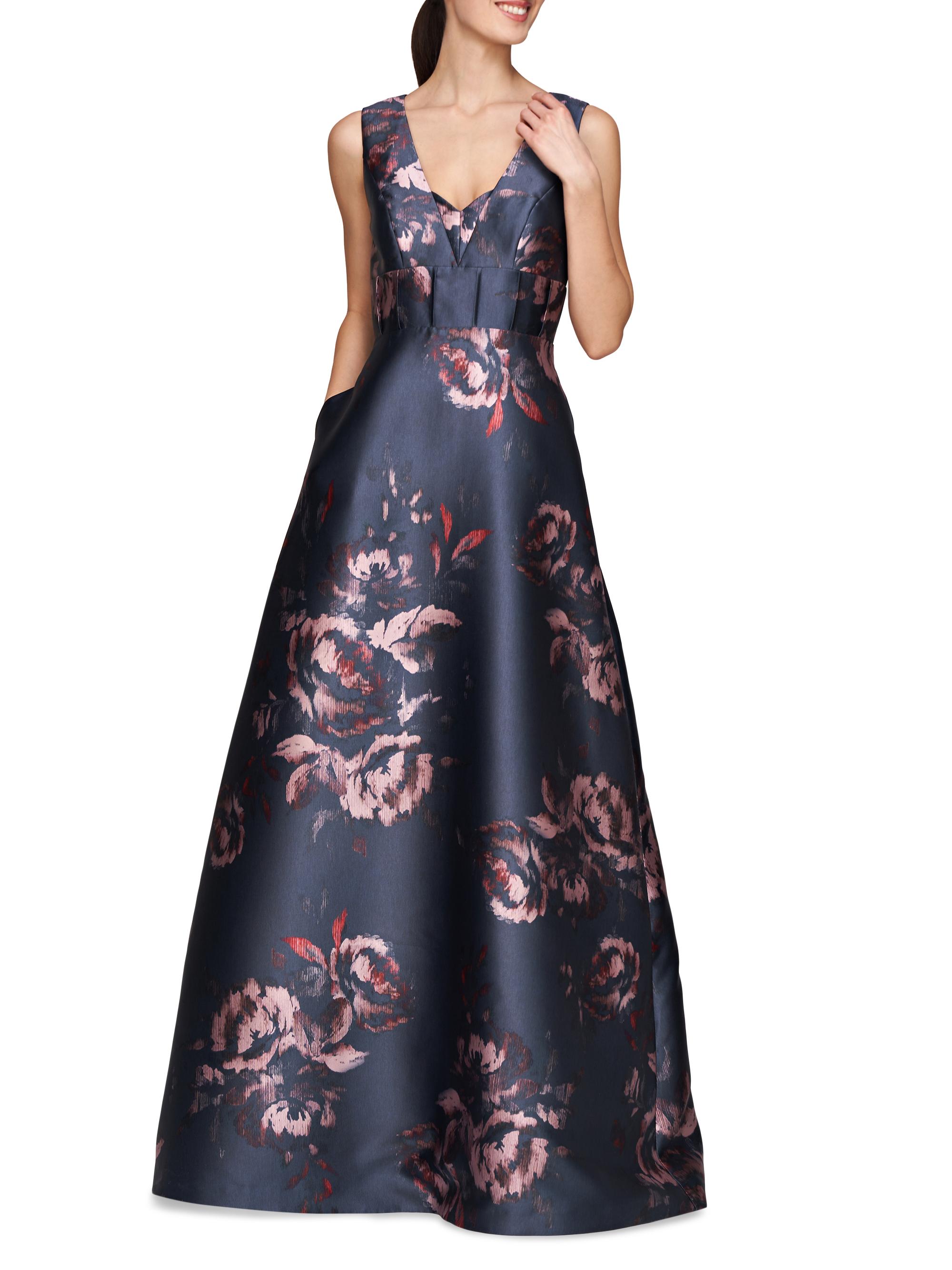 rose print formal dress Rose Gold Glitter Floral Prom Gown