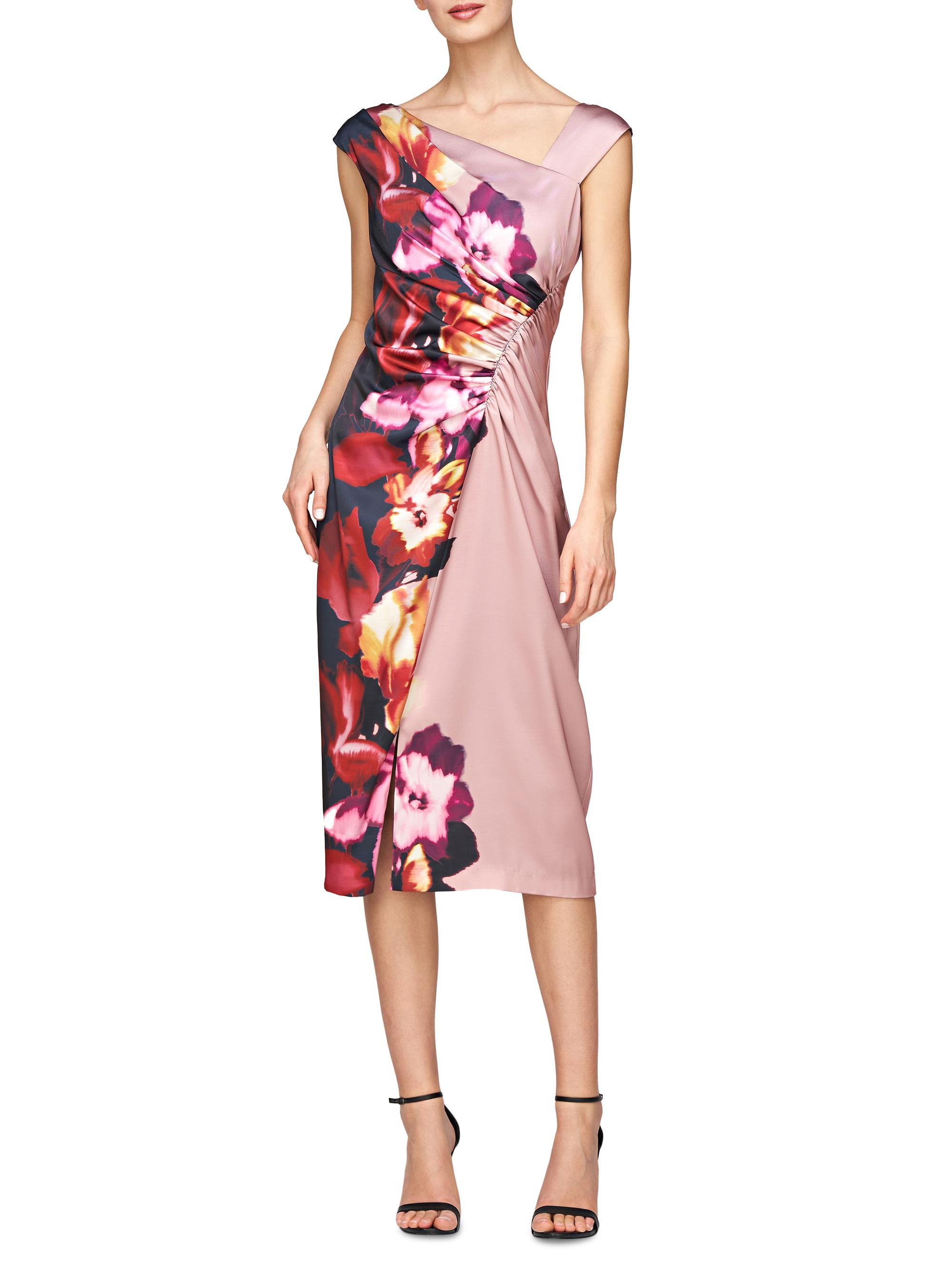 Kay Unger Women's Ilssa Asymmetric Midi-Dress - Woodrose Multi - Size 2