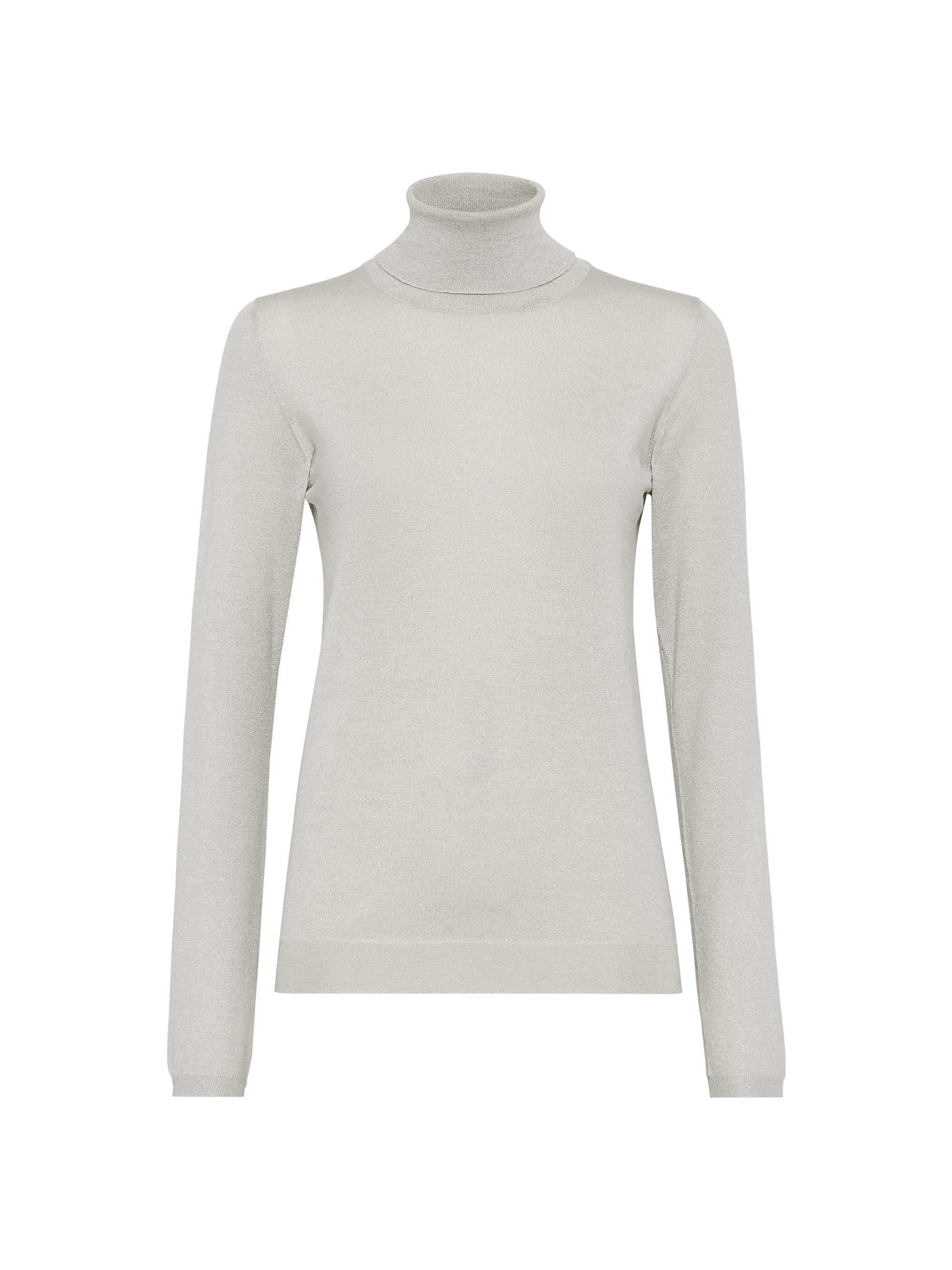 Brunello Cucinelli Women's Sparkling Cashmere and Silk Lightweight Sweater - Pearl Grey