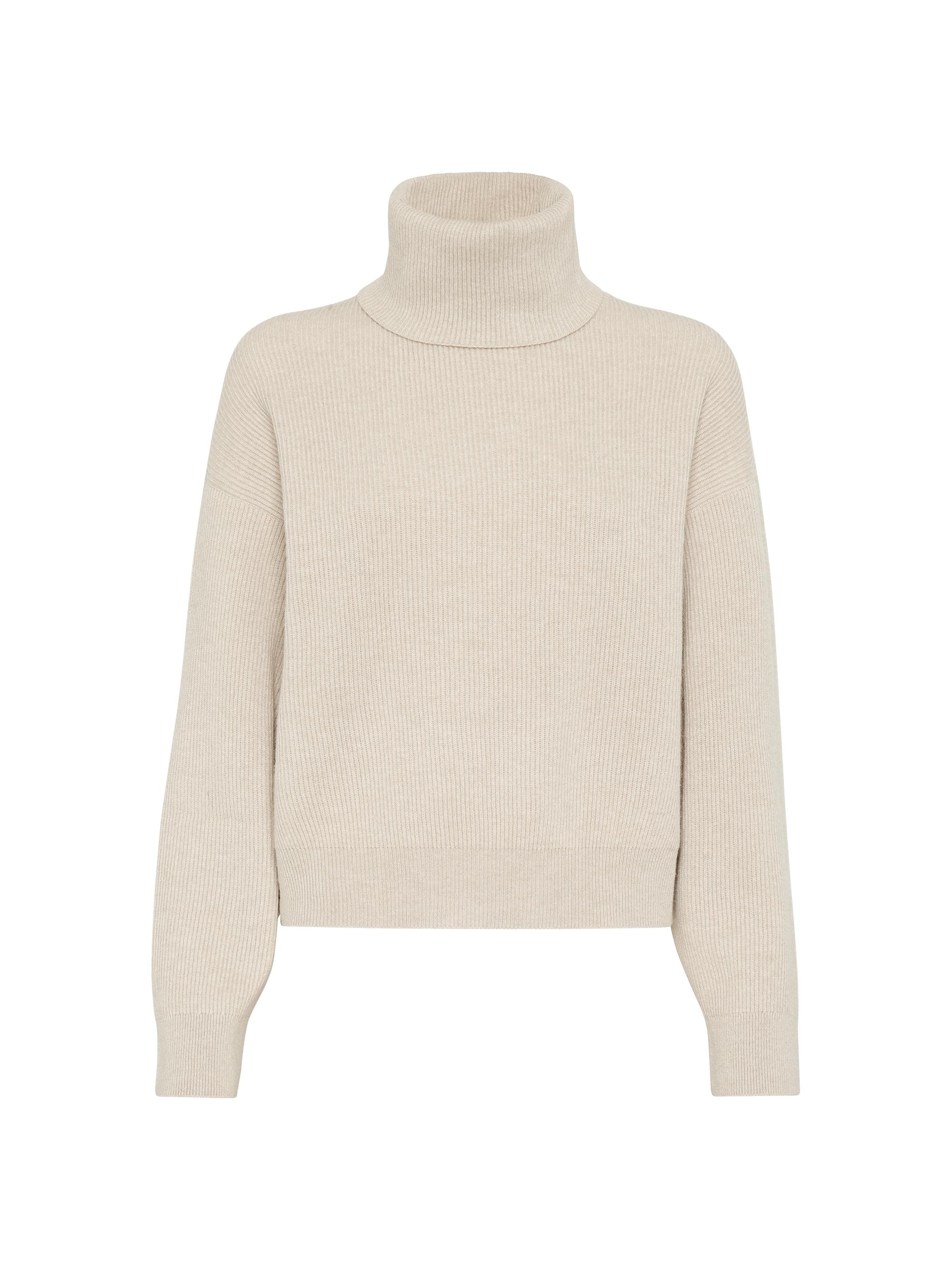 Brunello Cucinelli Women's Virgin Wool, Cashmere and Silk English Rib Sweater - Beige