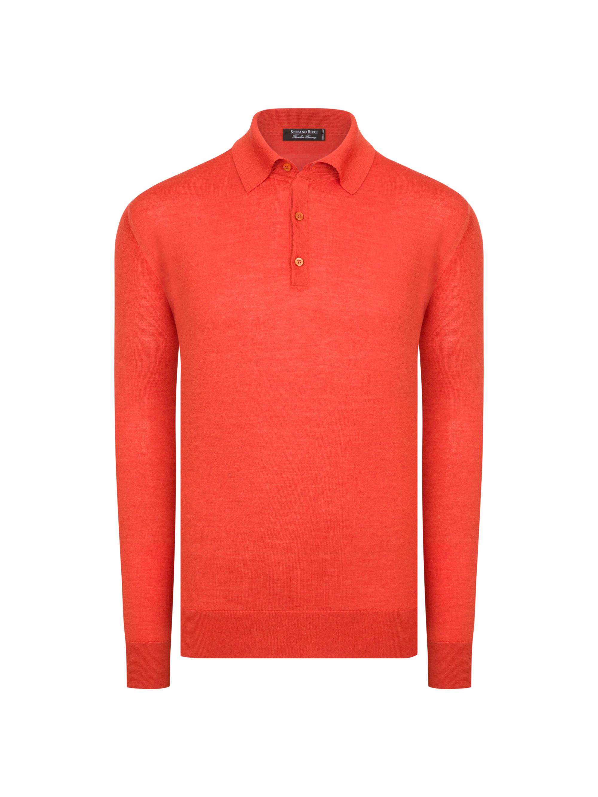 Stefano Ricci Men's Cashmere and Silk Polo Sweater - Orange