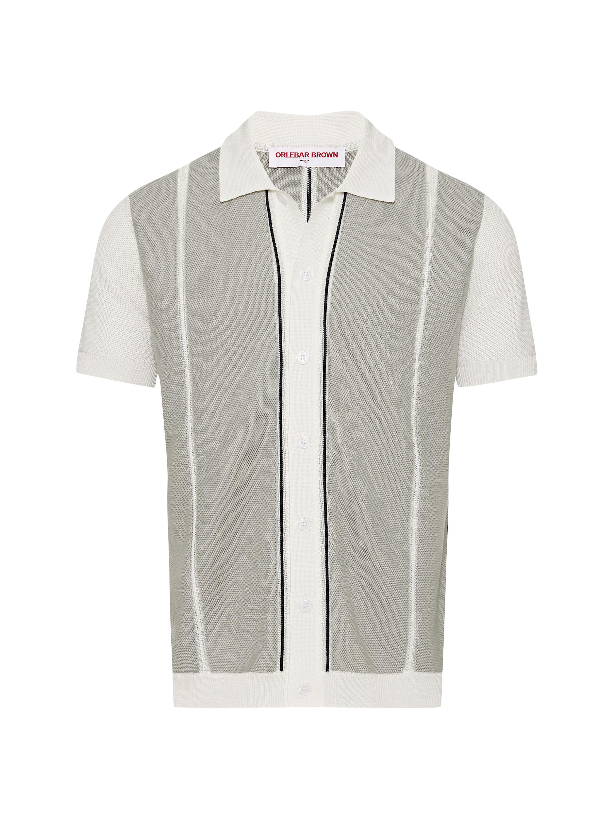 Orlebar Brown Men's Tiernan Striped Cotton Shirt - White Oyster Grey Night Iris