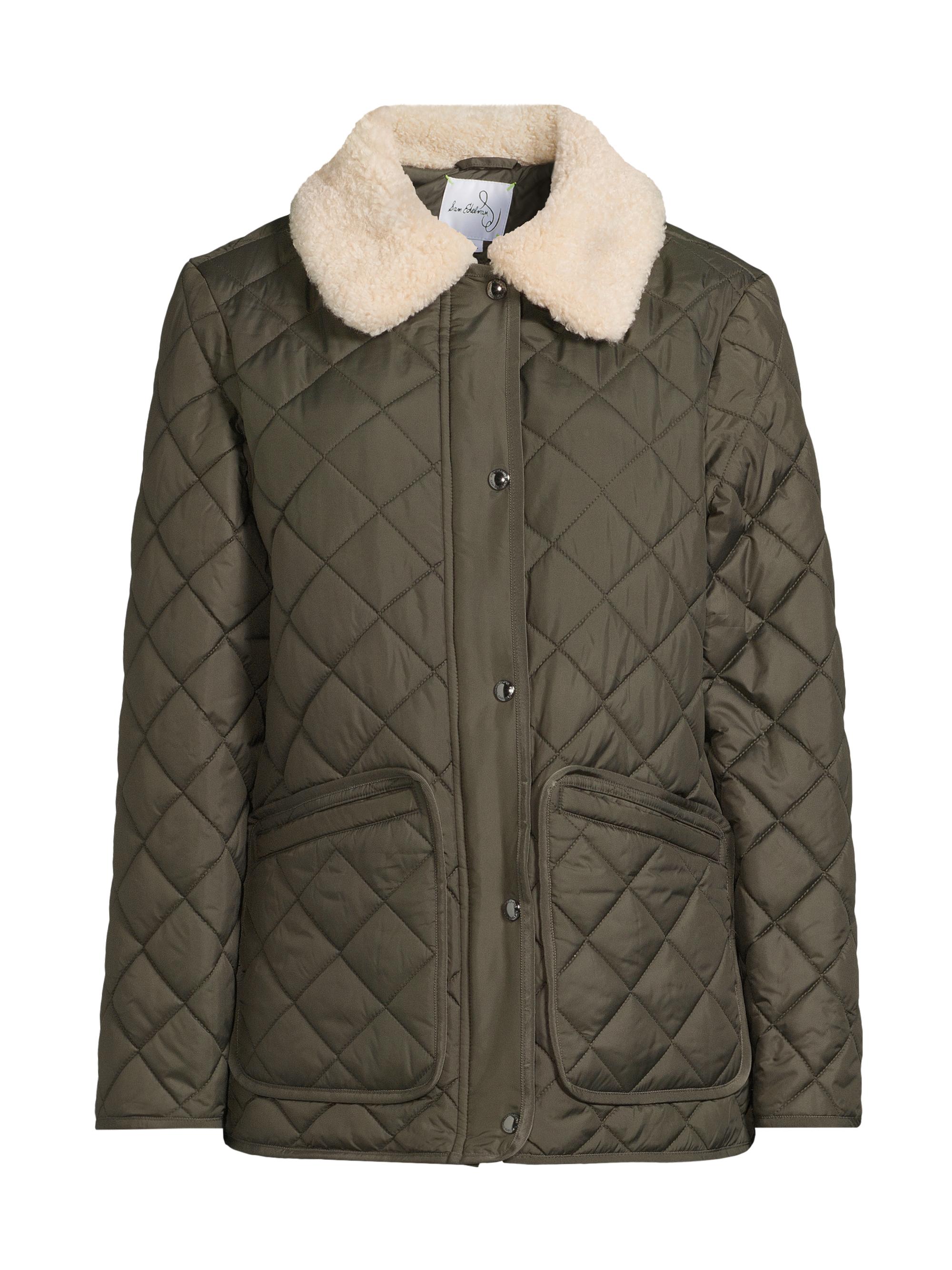 Sam Edelman Women's Sherpa-Collar Quilted Jacket - Loden