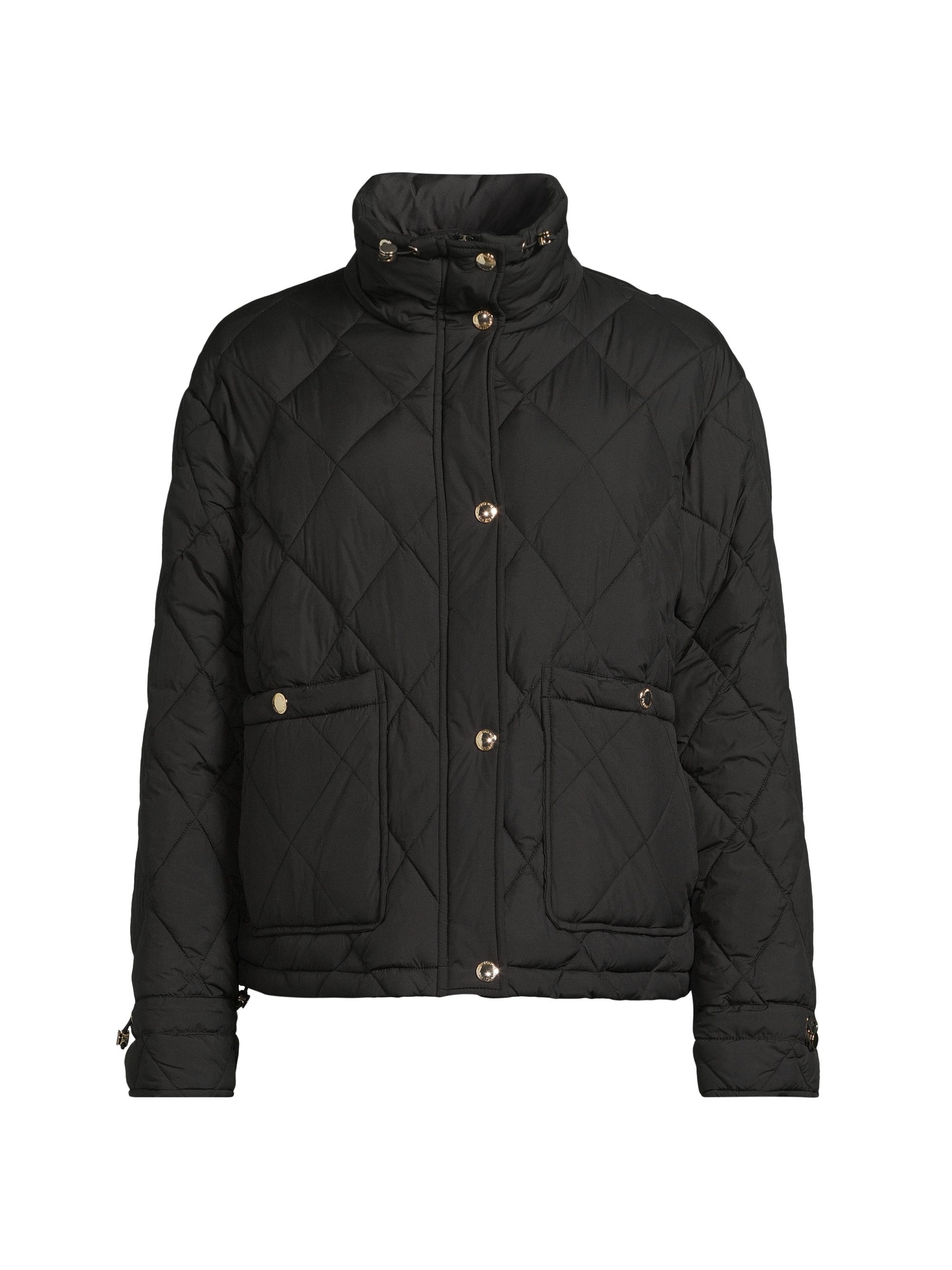 Sam Edelman Women's Quilted Funnel Neck Jacket - Black