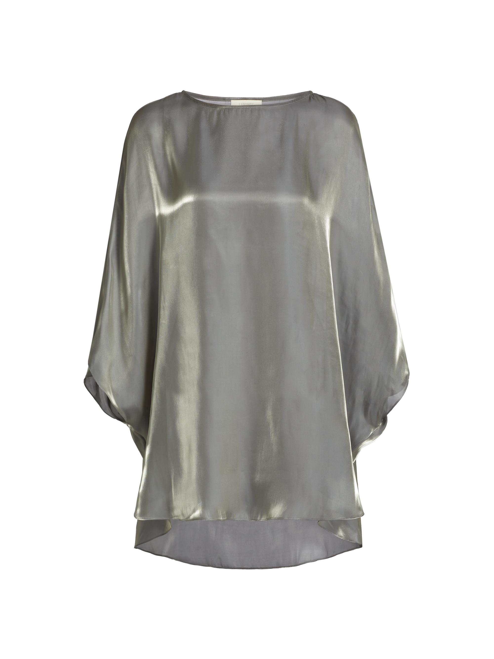 LaPointe Women's Metallic Organza Tunic Top - Steel