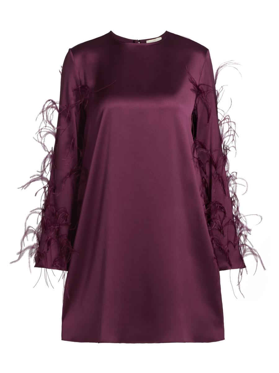 Lapointe Women's Feather Embellished Satin Shift Minidress In Purple